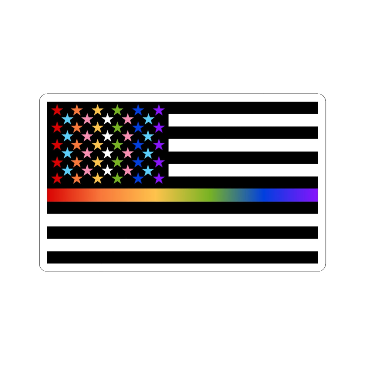 Thin Queer Line American Flag Stickers