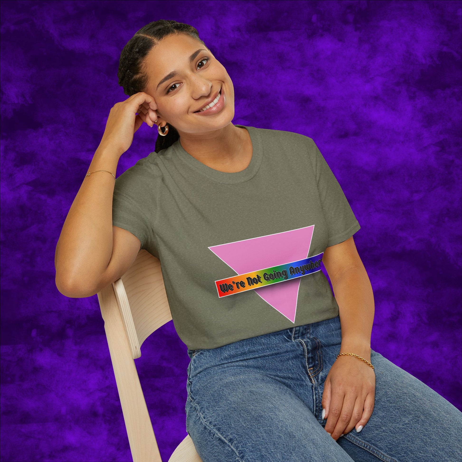 We're Not Going Anywhere Gender Neutral Softstyle Tshirt