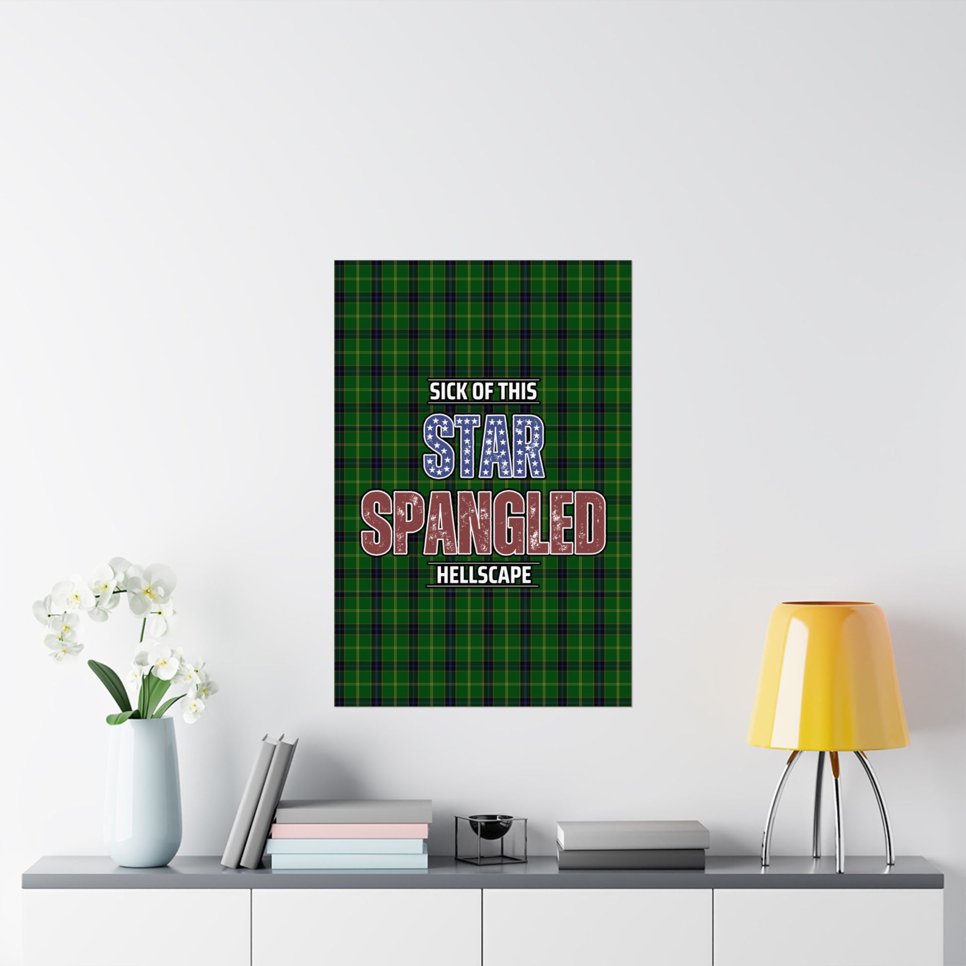 Star Spangled Hellscape Tartan Satin Poster
