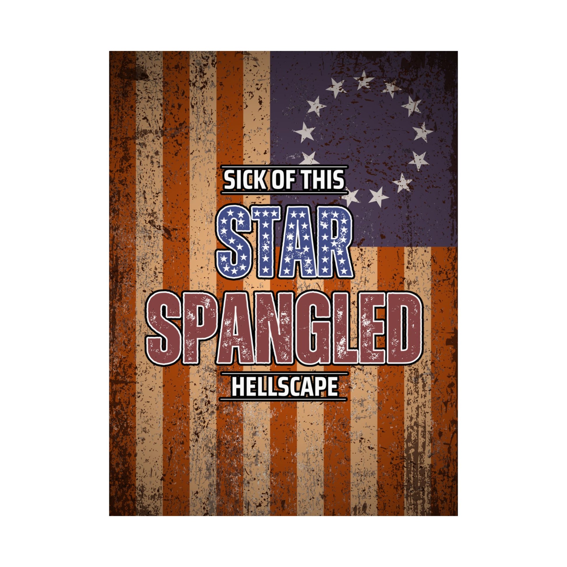 Star Spangled Hellscape 1776 American Flag Poster