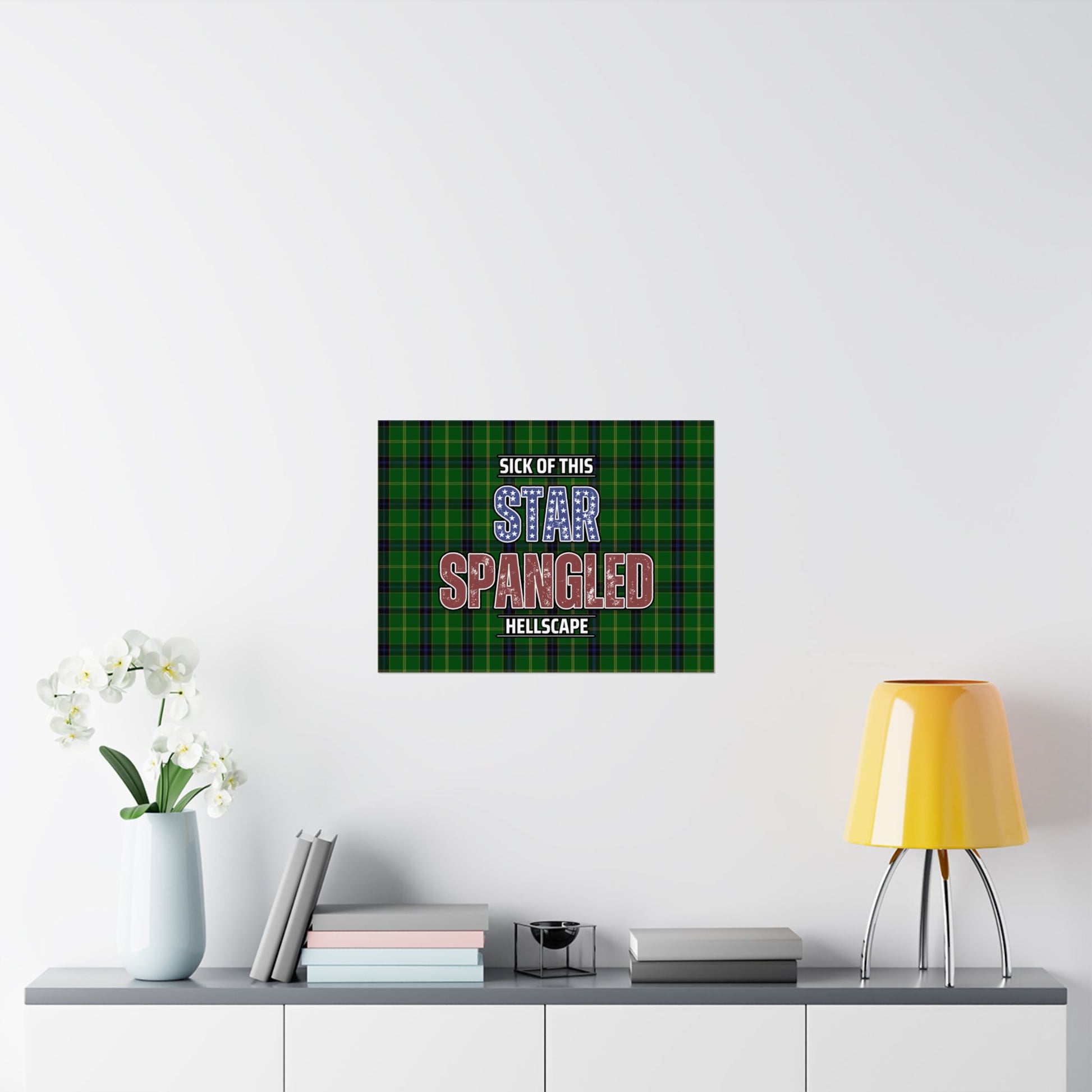 Star Spangled Hellscape Tartan Satin Poster