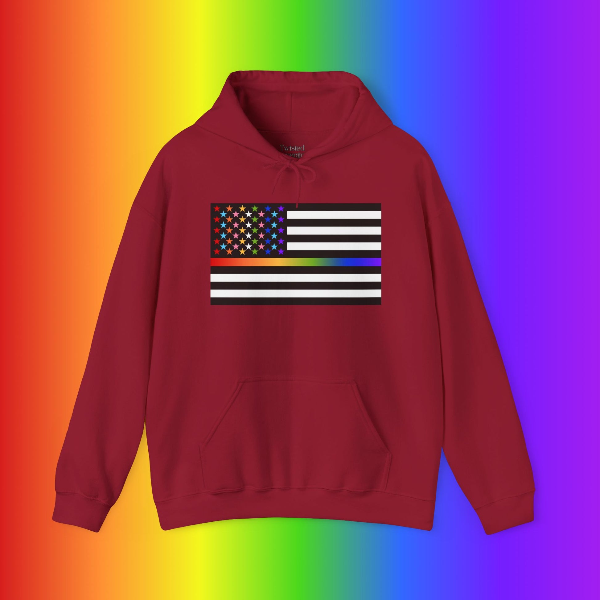Thin Queer Line American Flag Heavy Blend Hoodie