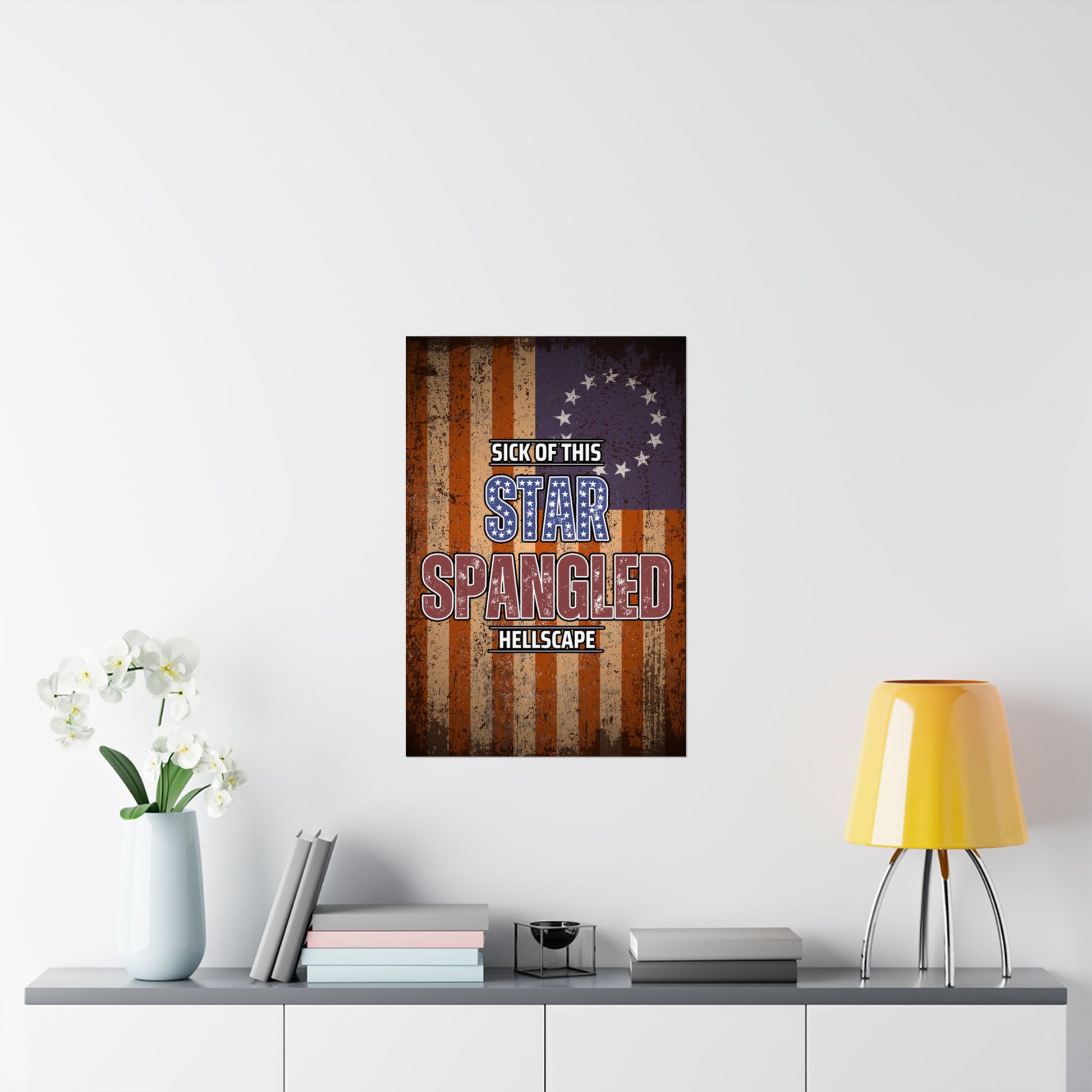 Star Spangled Hellscape 1776 American Flag Poster