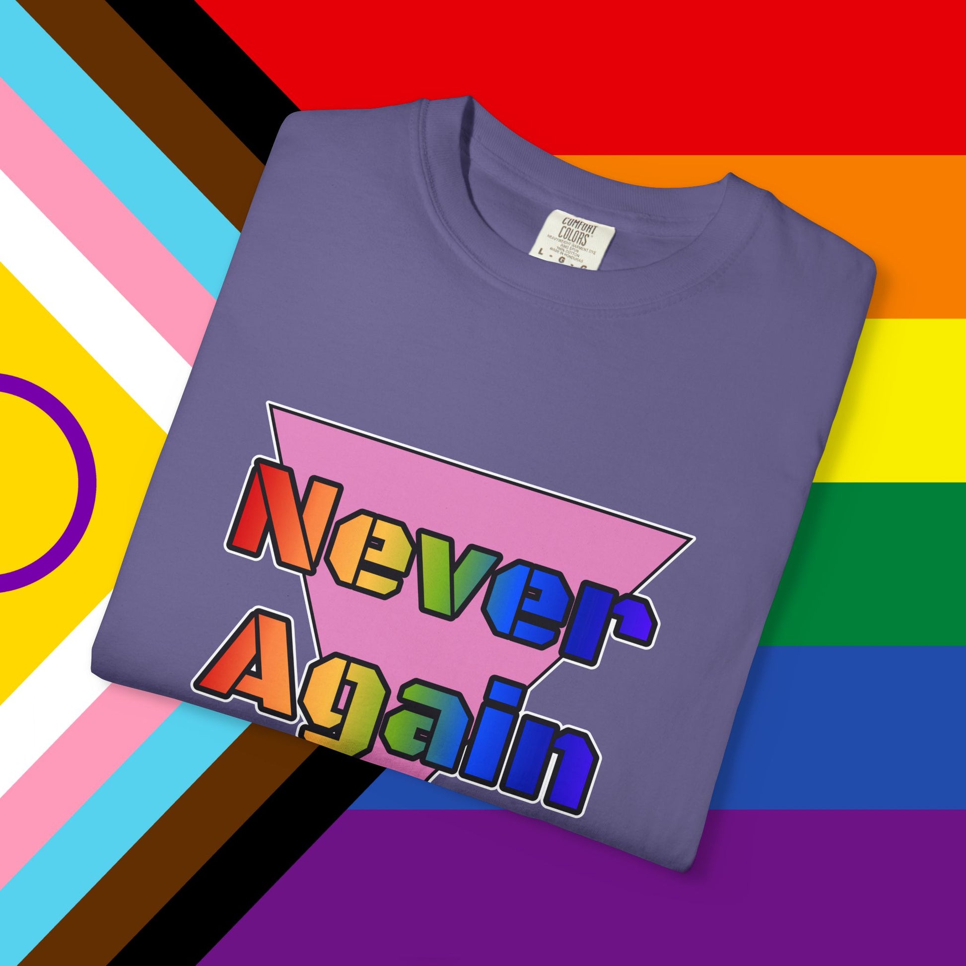 Never Again Bold Letters Garment Dyed Tshirt