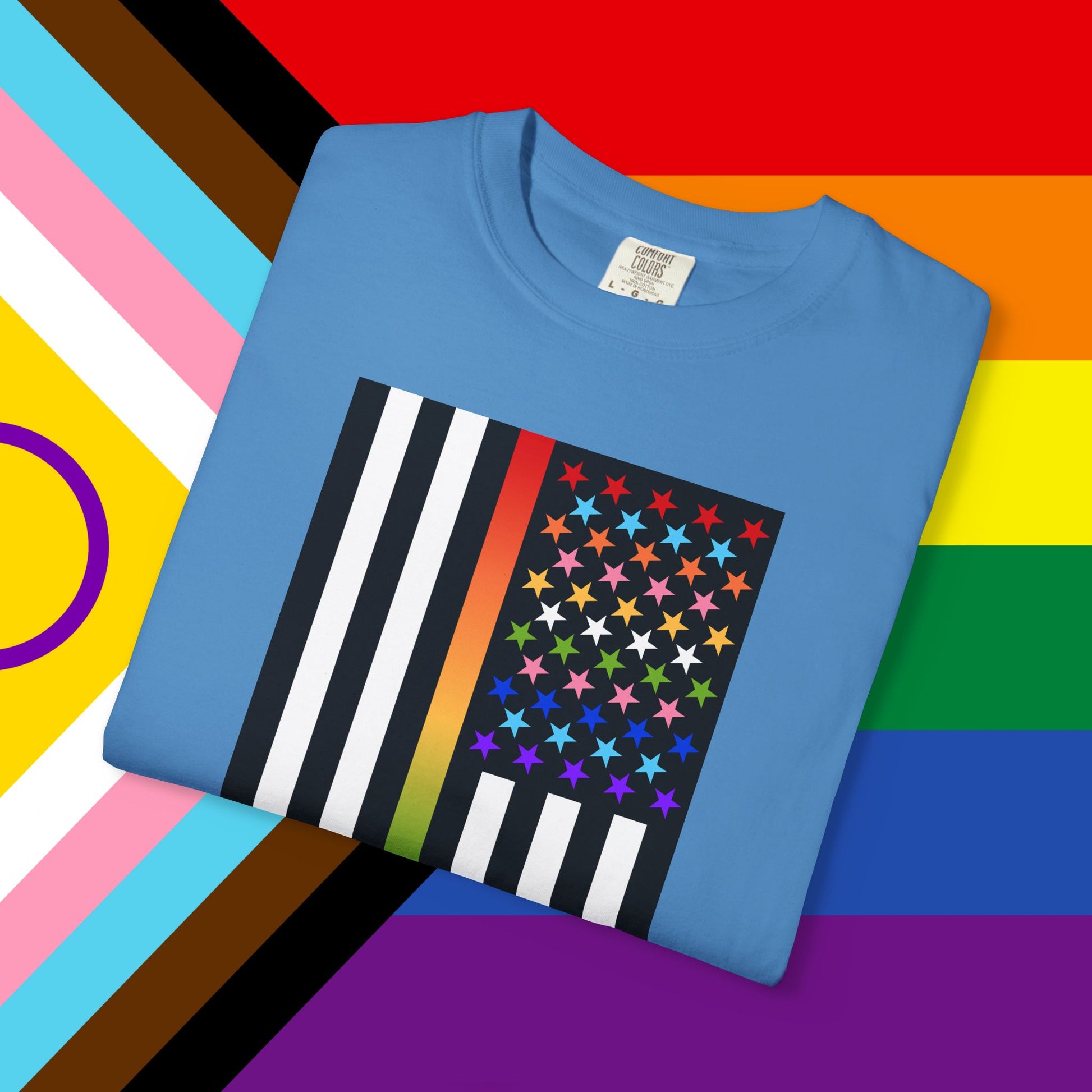 Thin Queer Line American Flag Garment-Dyed Tshirt