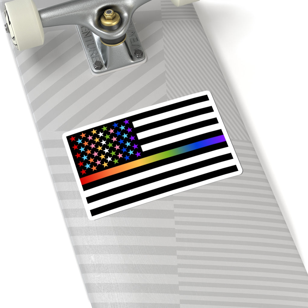 Thin Queer Line American Flag Stickers