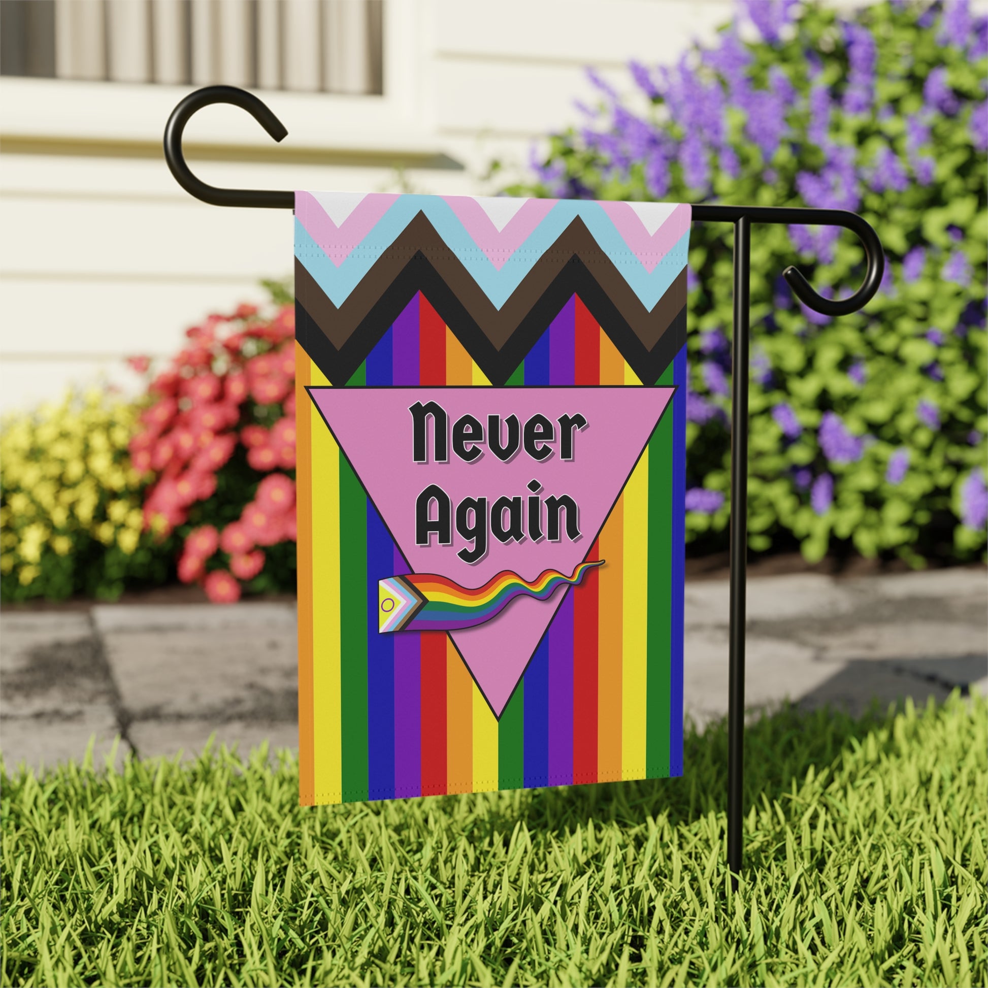 Never Again Progress Pride Flag Banner