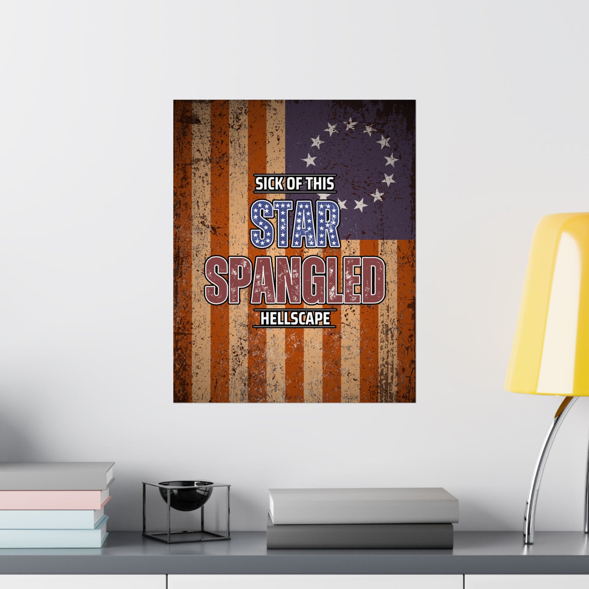 Star Spangled Hellscape 1776 American Flag Poster