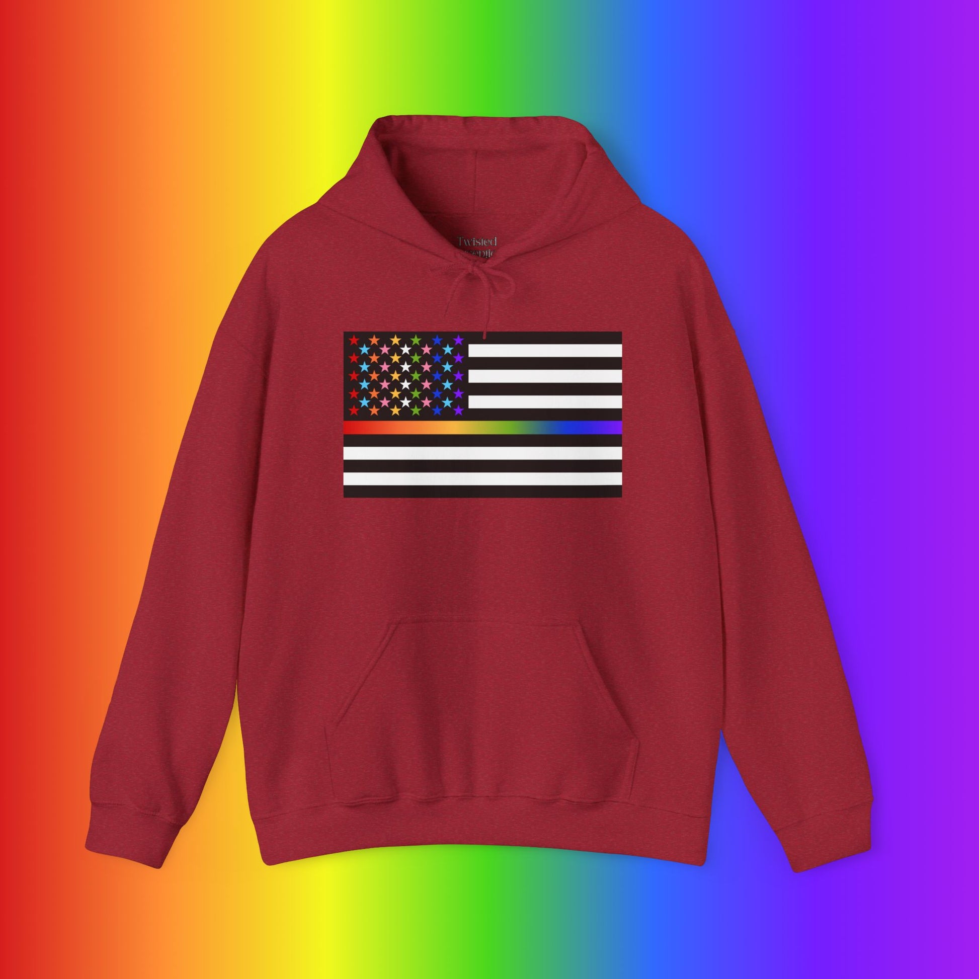 Thin Queer Line American Flag Heavy Blend Hoodie
