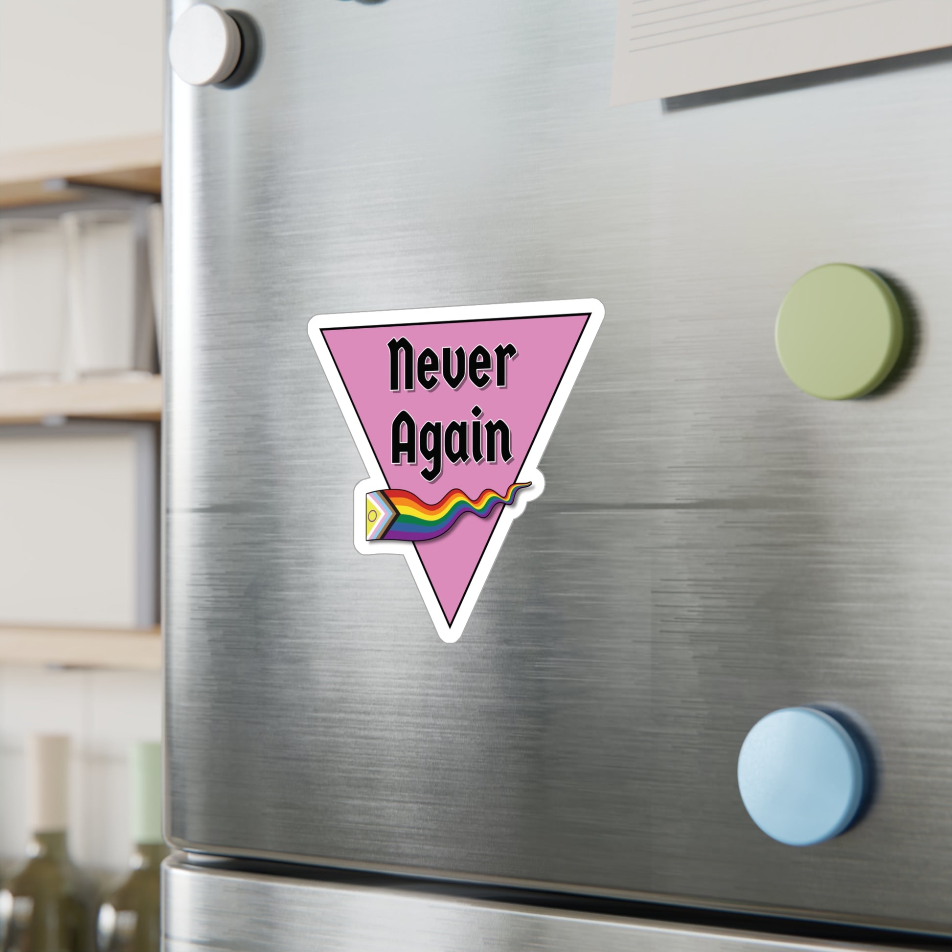 Never Again Historical Pink Triangle Kiss-Cut Vinyl Decals