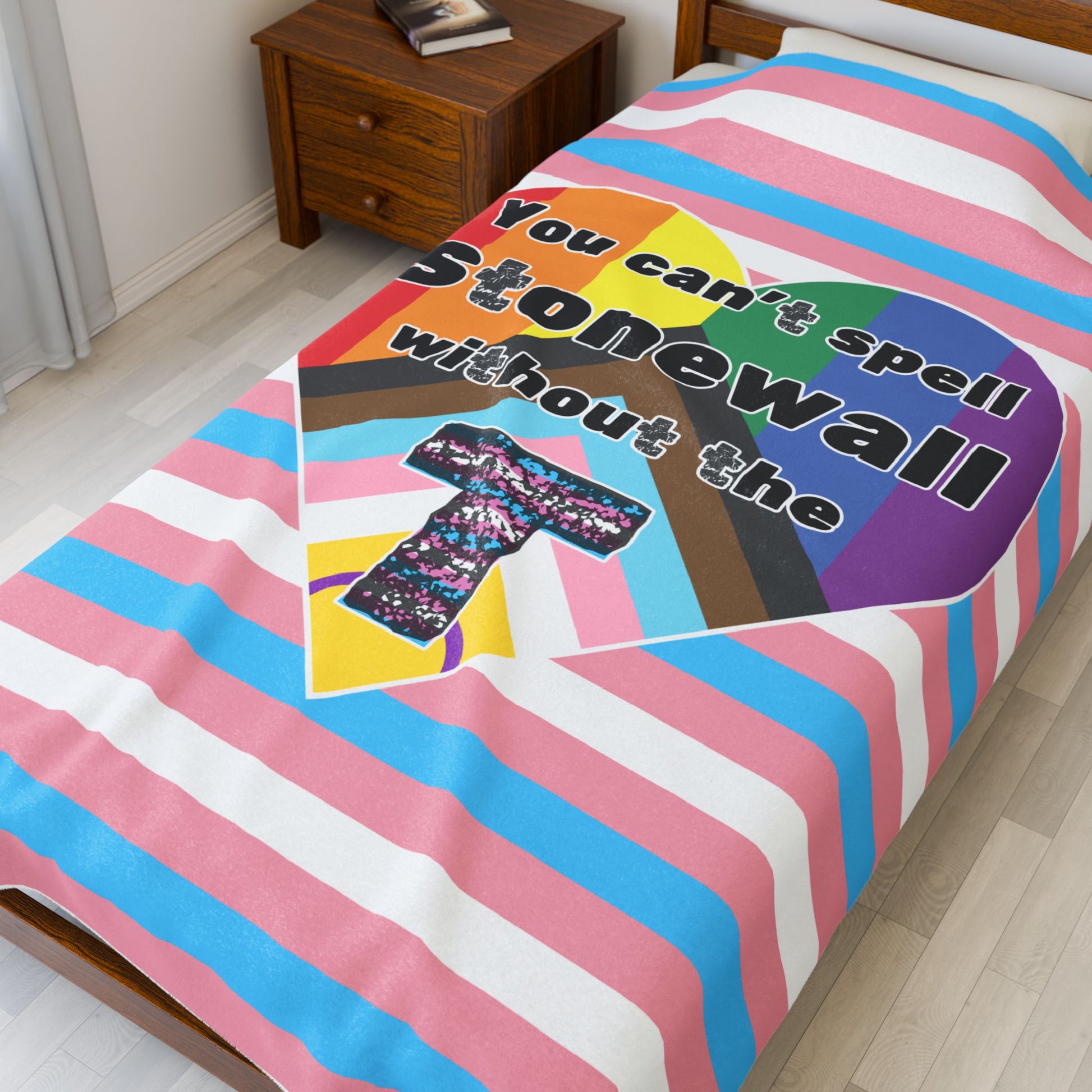 Trans Pride Stonewall Velveteen Plush Blanket