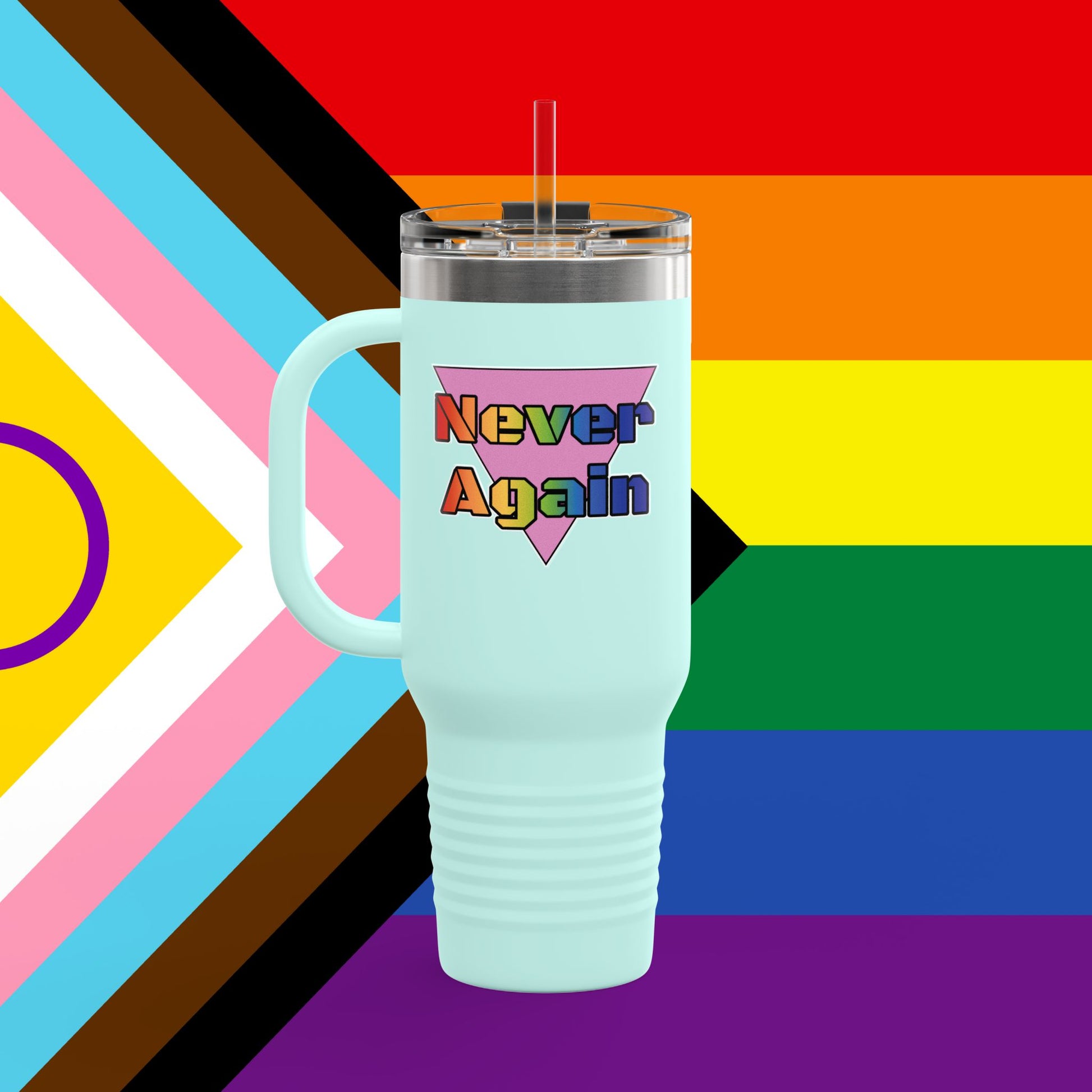 Bold Letters Never Again 40oz Insulated Travel Mug