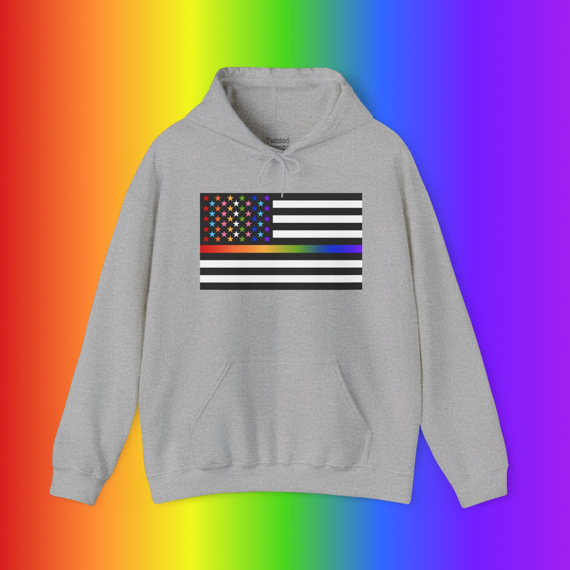 Thin Queer Line American Flag Heavy Blend Hoodie