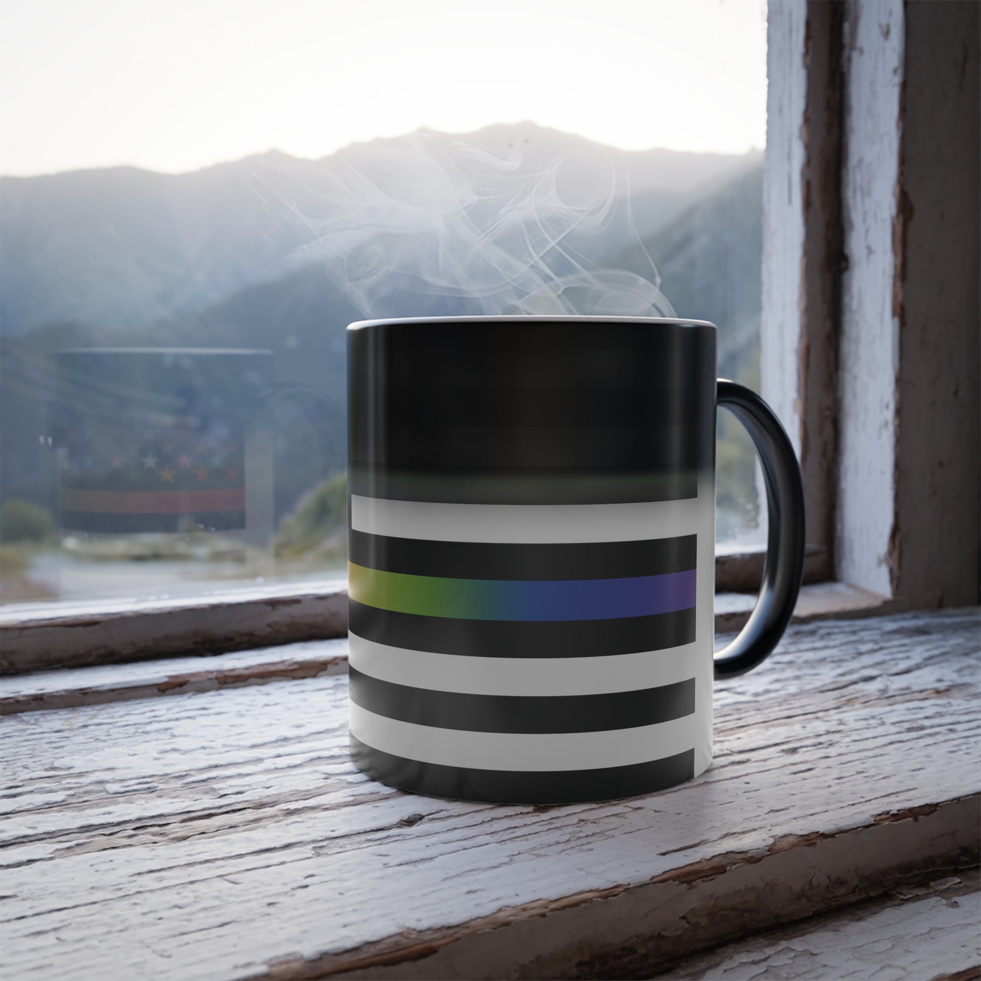 Thin Queer Line American Flag Color Morphing Mug - 11oz