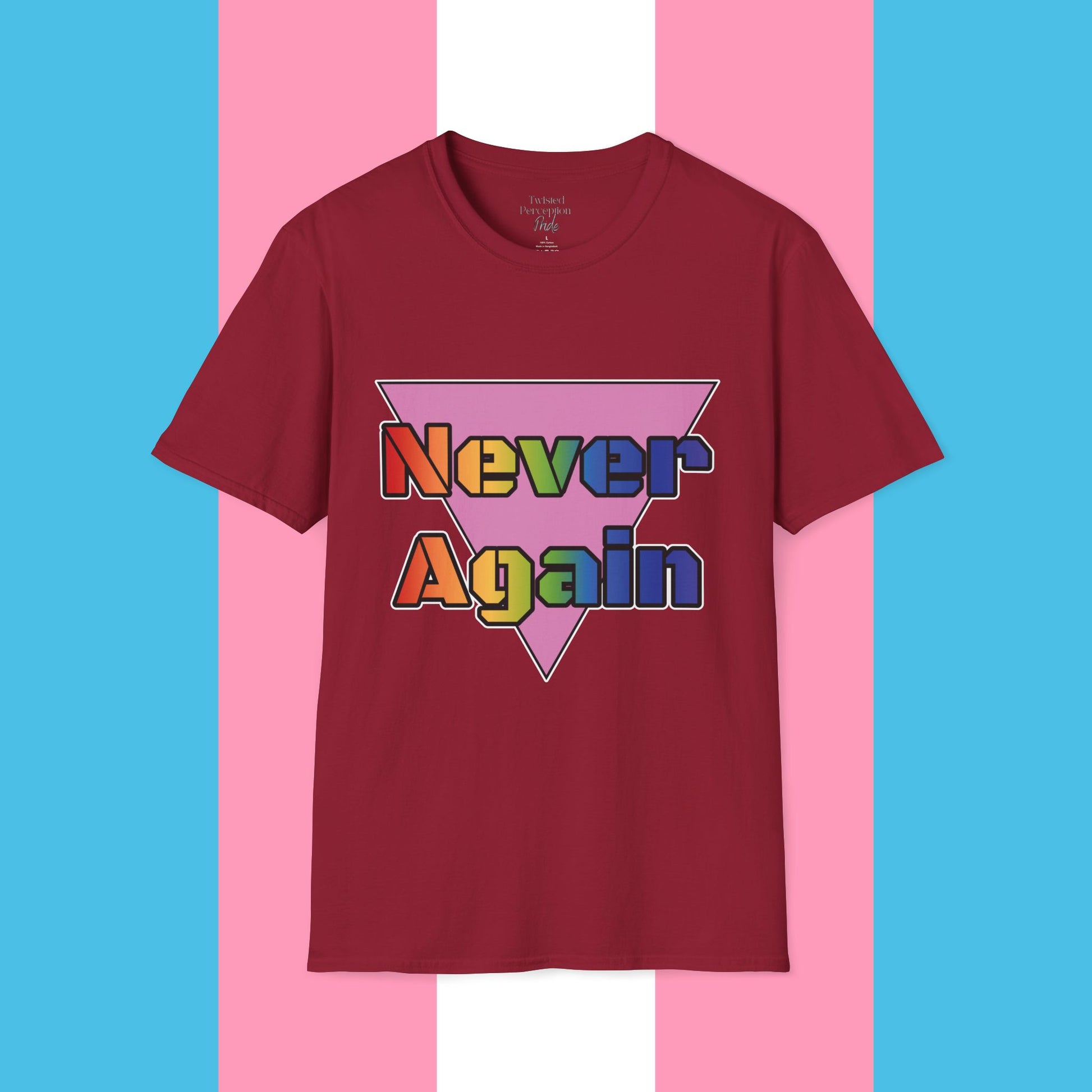 Never Again Bold Letters Gender Neutral Softstyle T-Shirt