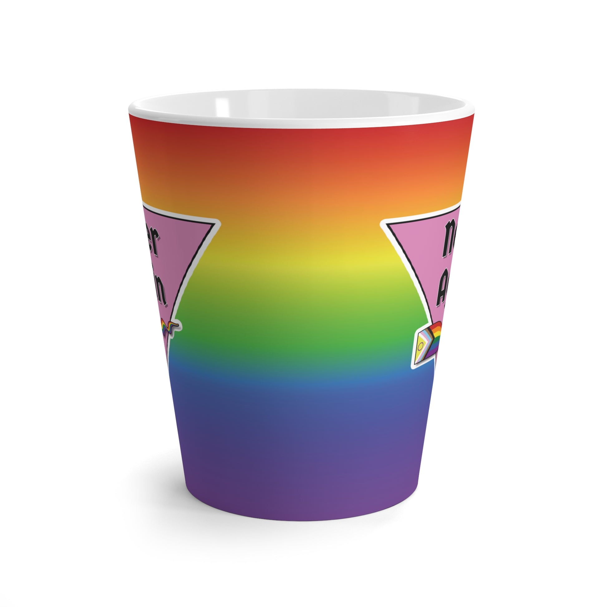 Never Again Pride Rainbow Latte Mug