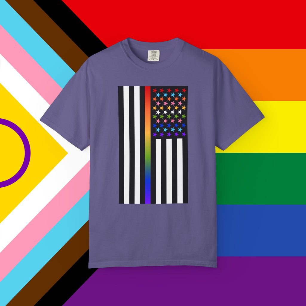 Thin Queer Line American Flag Garment-Dyed Tshirt