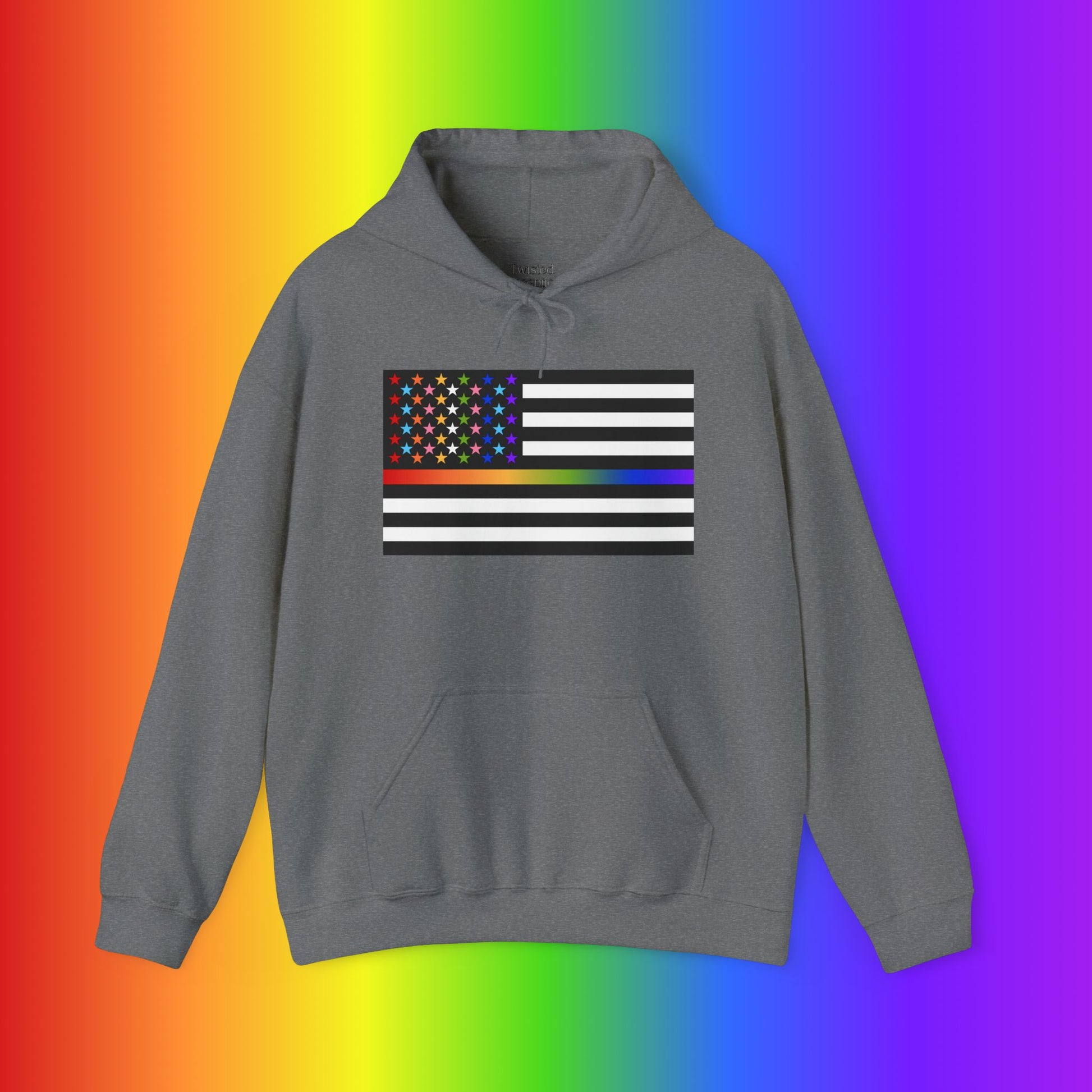 Thin Queer Line American Flag Heavy Blend Hoodie