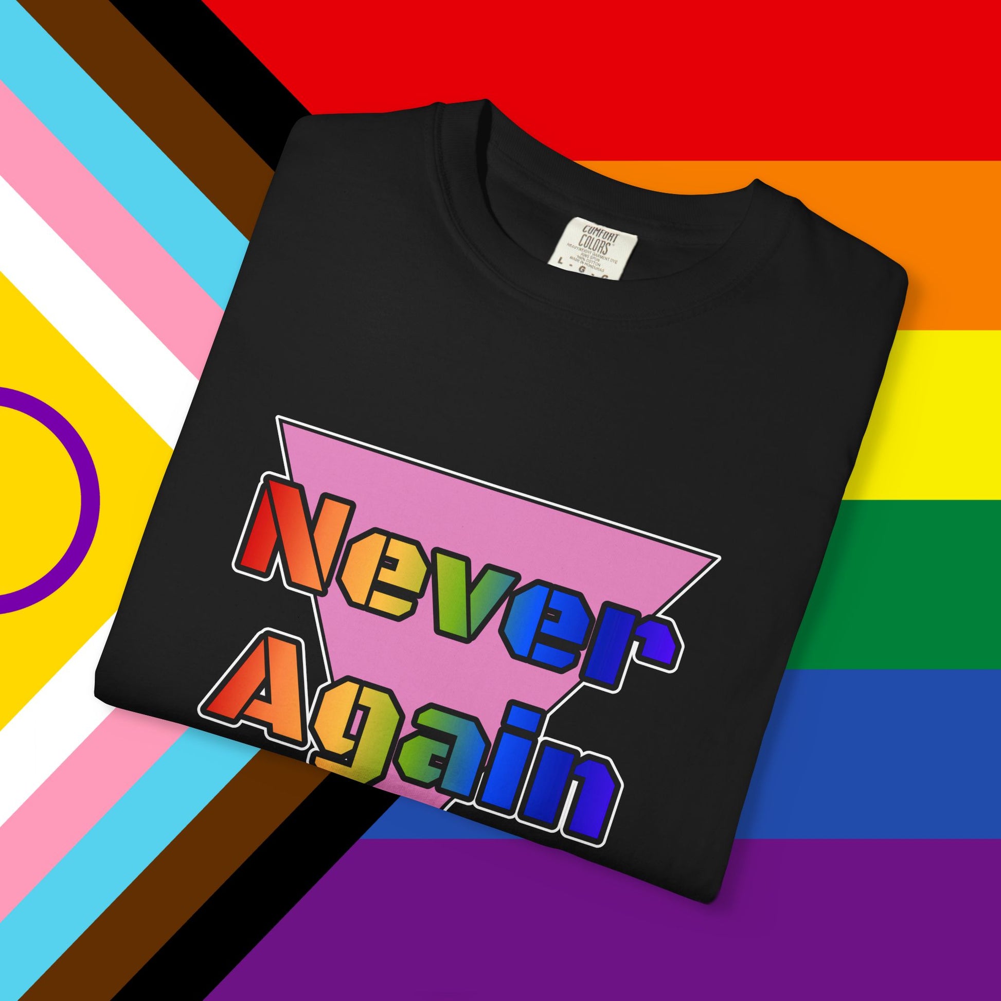Never Again Bold Letters Garment Dyed Tshirt