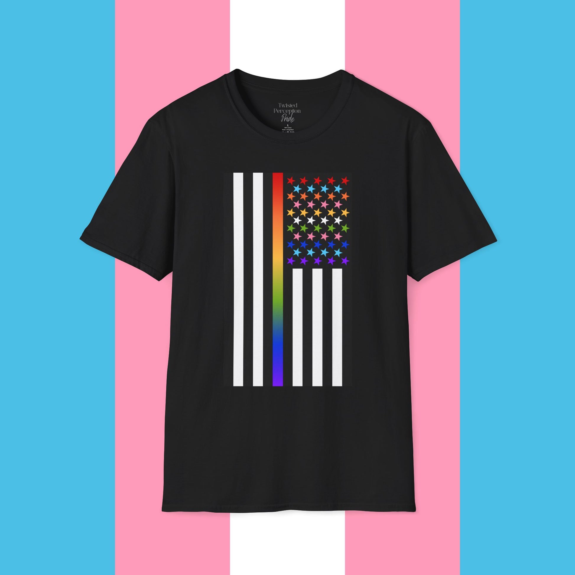 Thin Queer Line Pride Flag Unisex Softstyle T-shirt