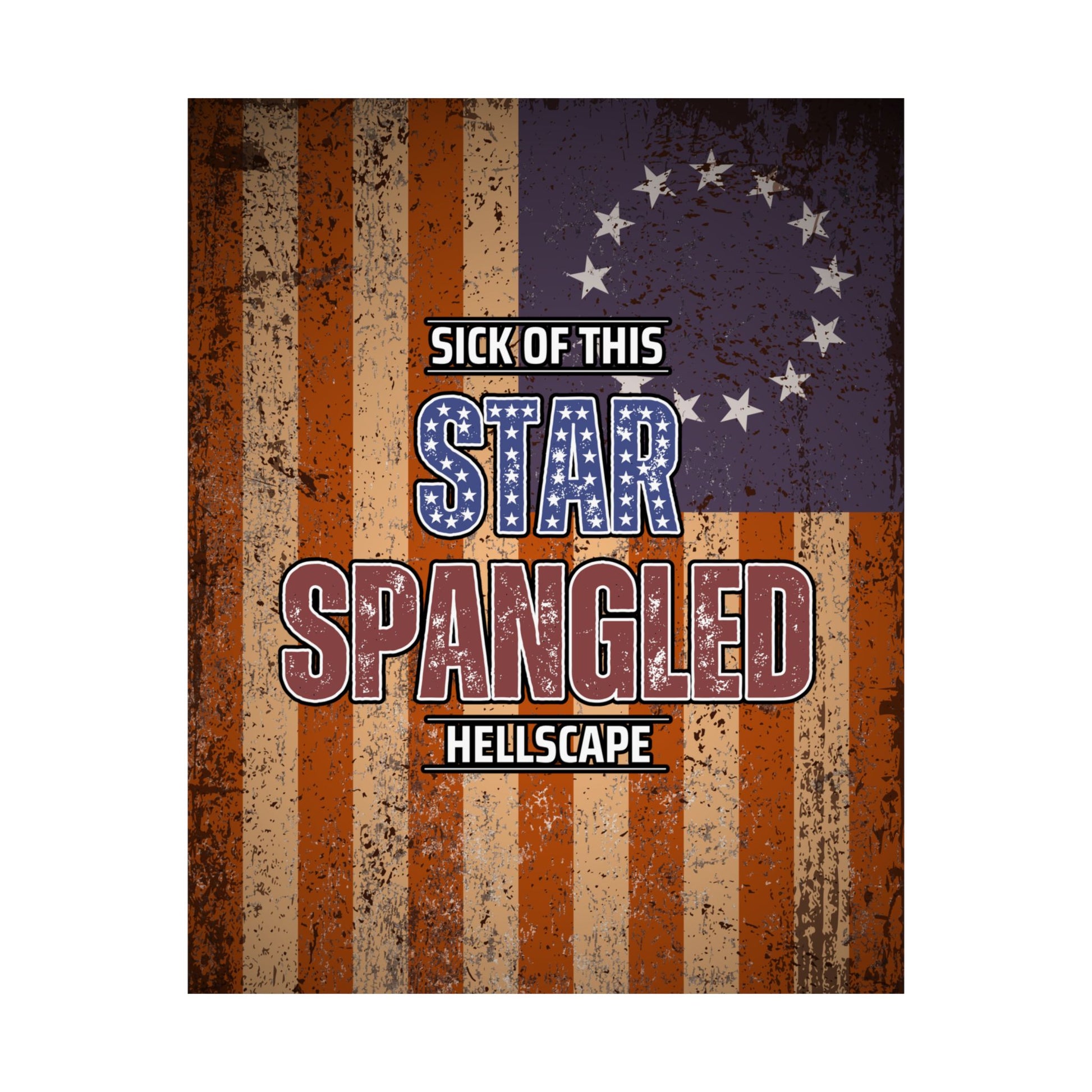 Star Spangled Hellscape 1776 American Flag Poster