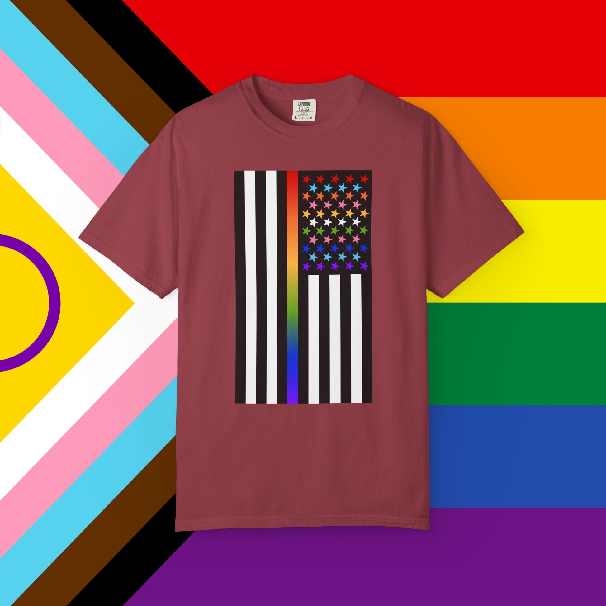 Thin Queer Line American Flag Garment-Dyed Tshirt