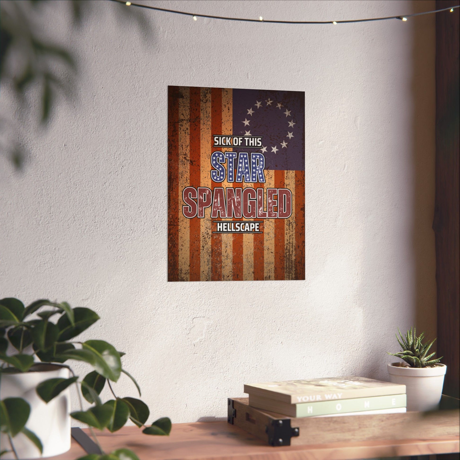 Star Spangled Hellscape 1776 American Flag Poster