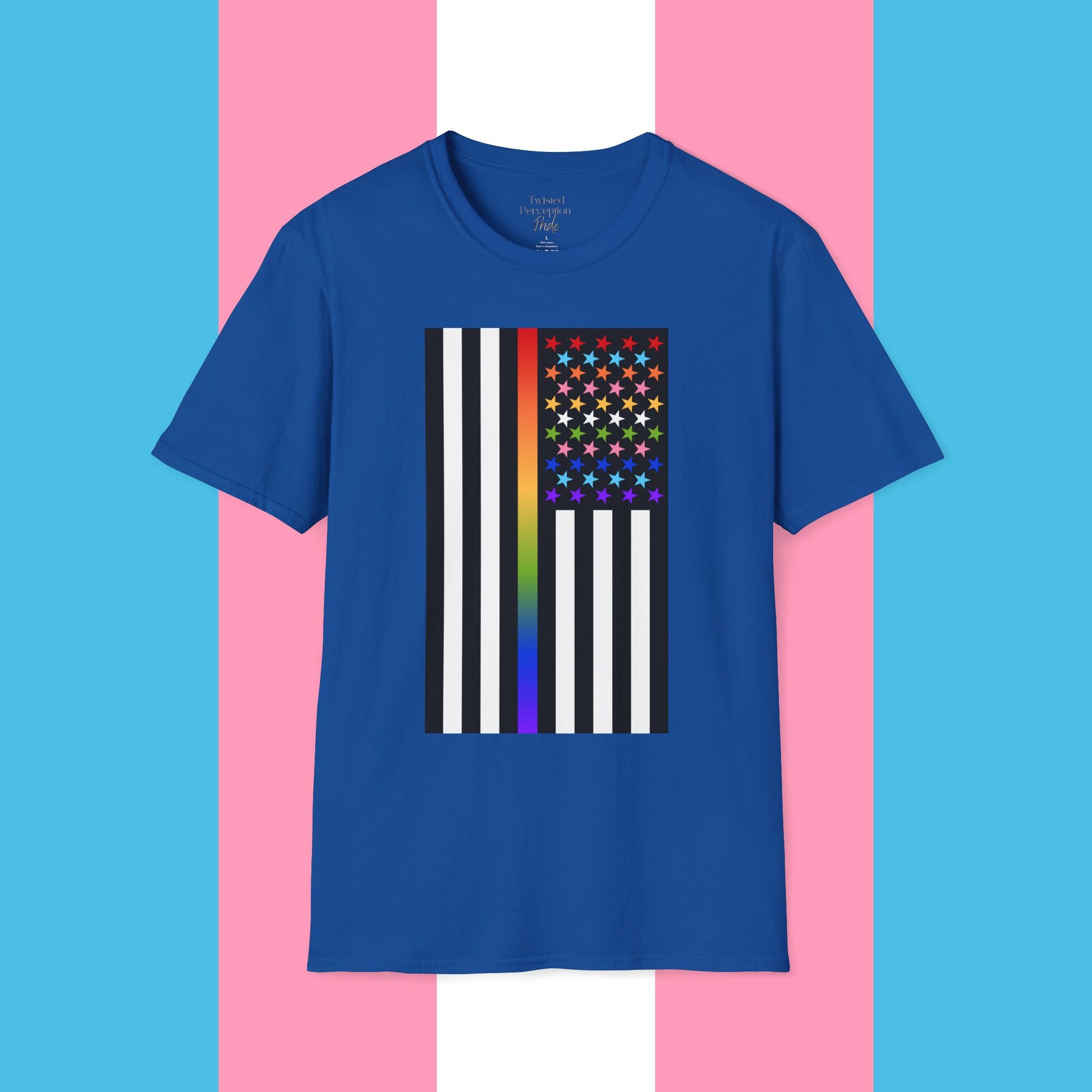 Thin Queer Line Pride Flag Unisex Softstyle T-shirt