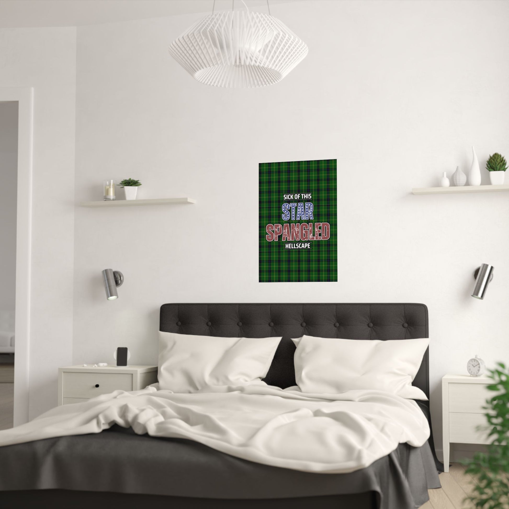Star Spangled Hellscape Tartan Satin Poster