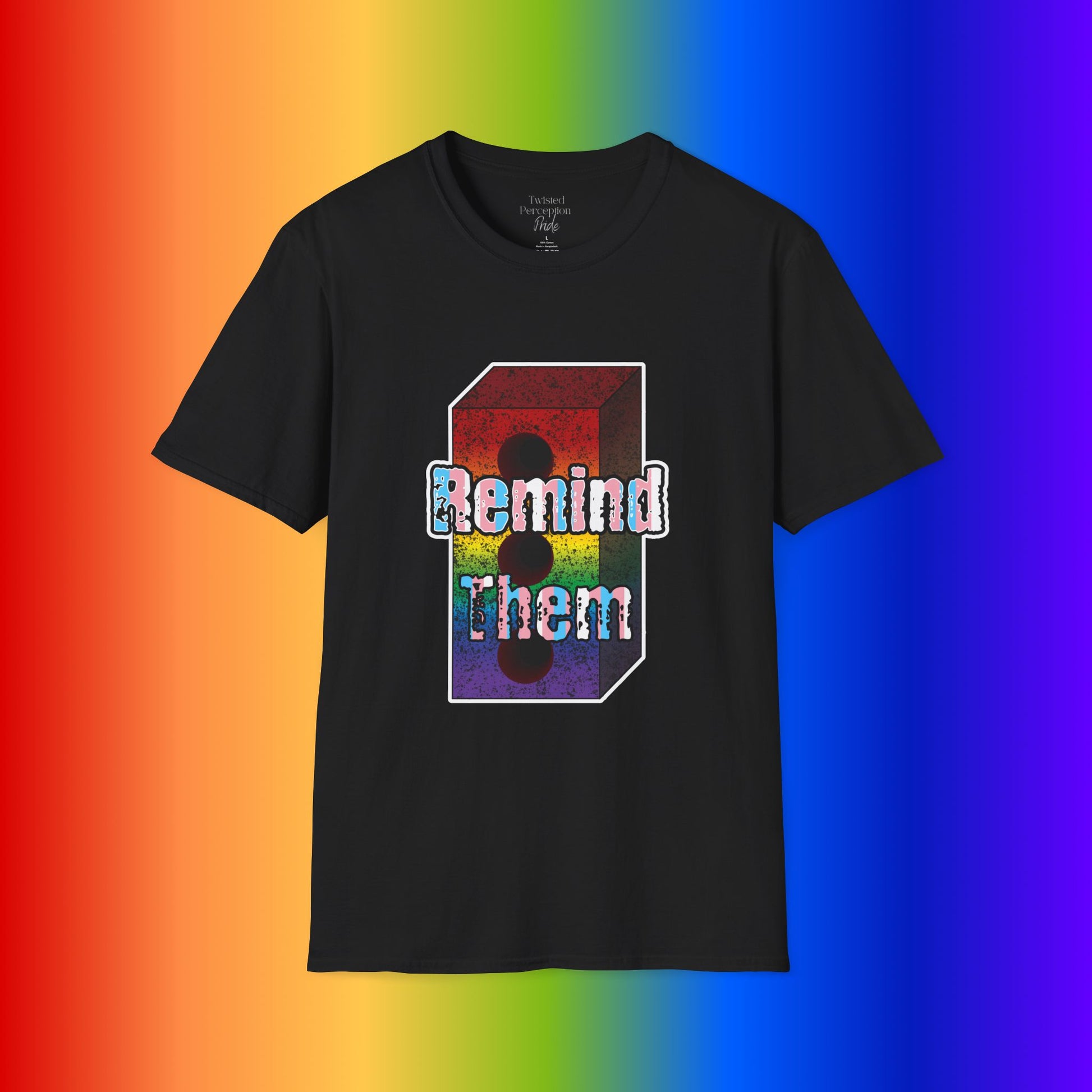 'Remind Them' Stonewall Uprising Rainbow Brick Graphic Tee