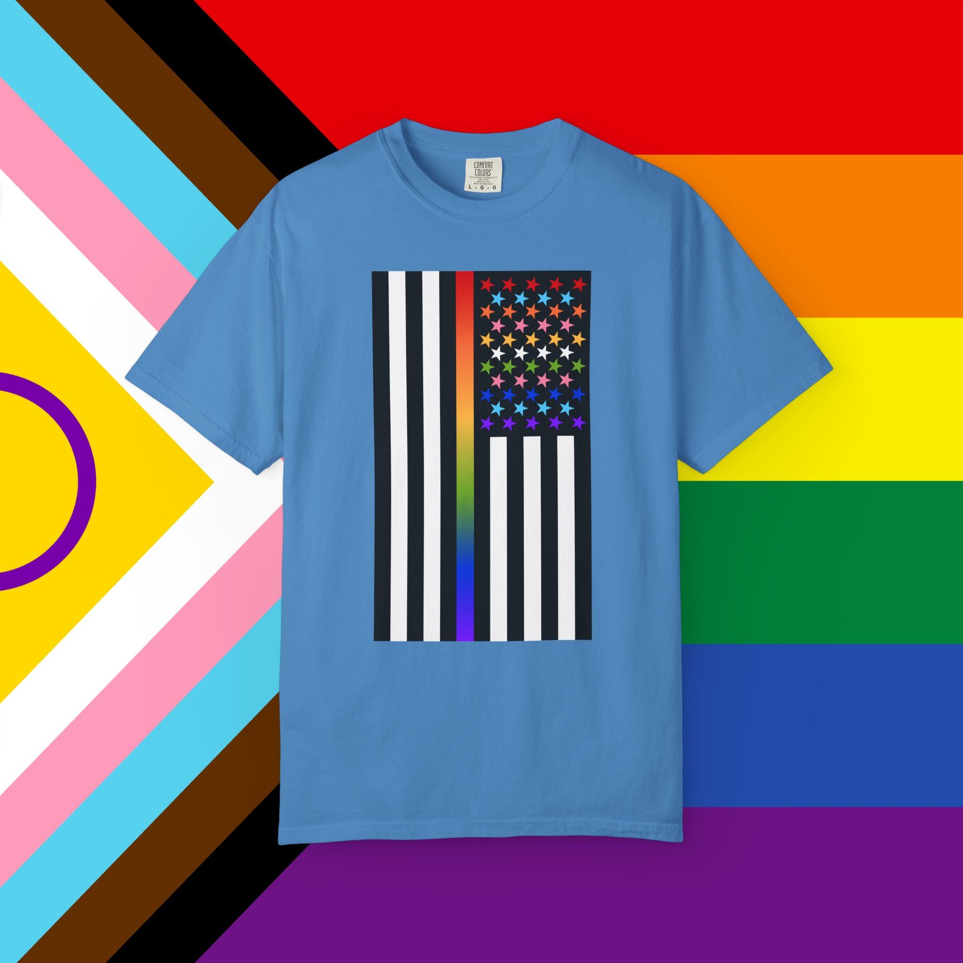 Thin Queer Line American Flag Garment-Dyed Tshirt