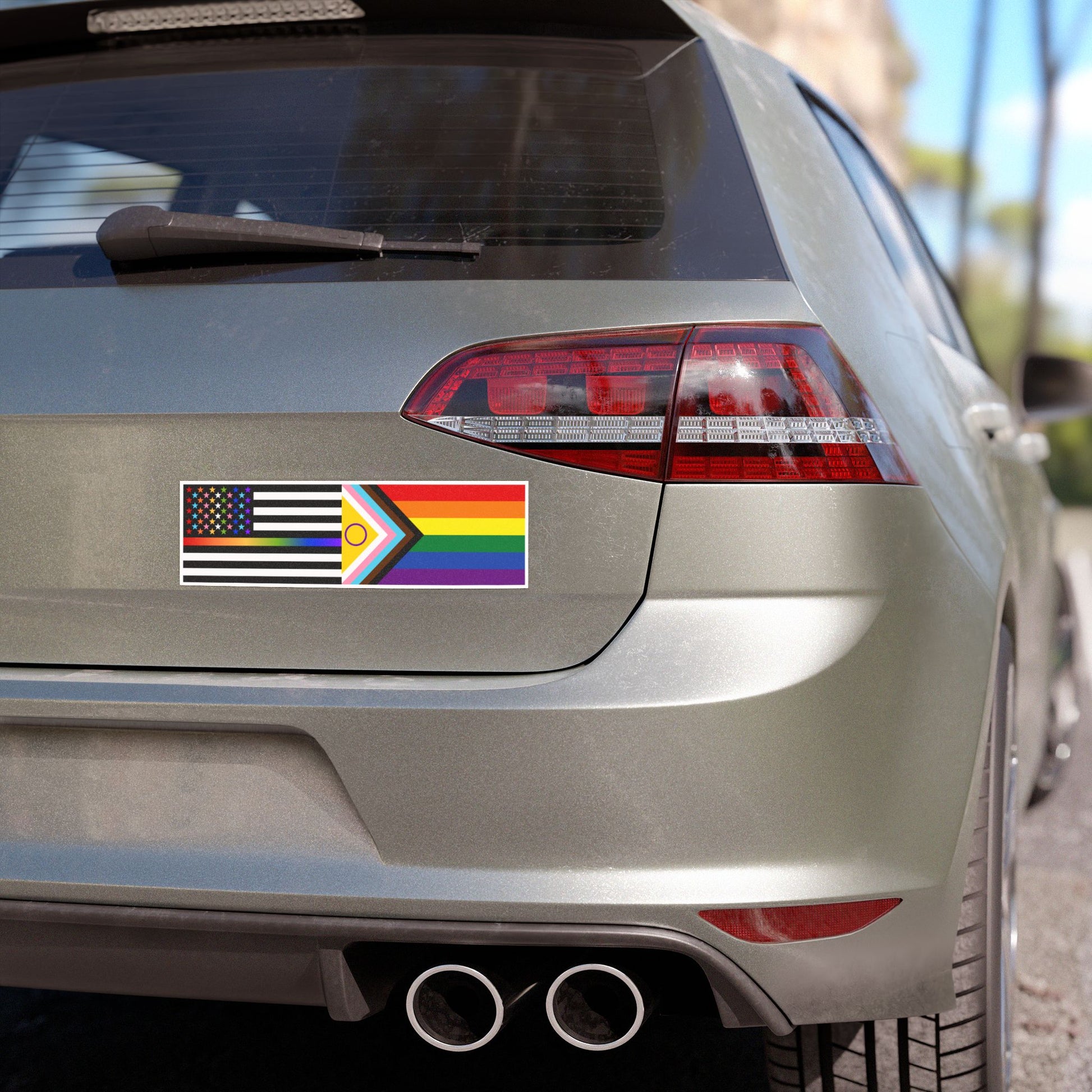 Thin Queer Line American Flag Car Magnet