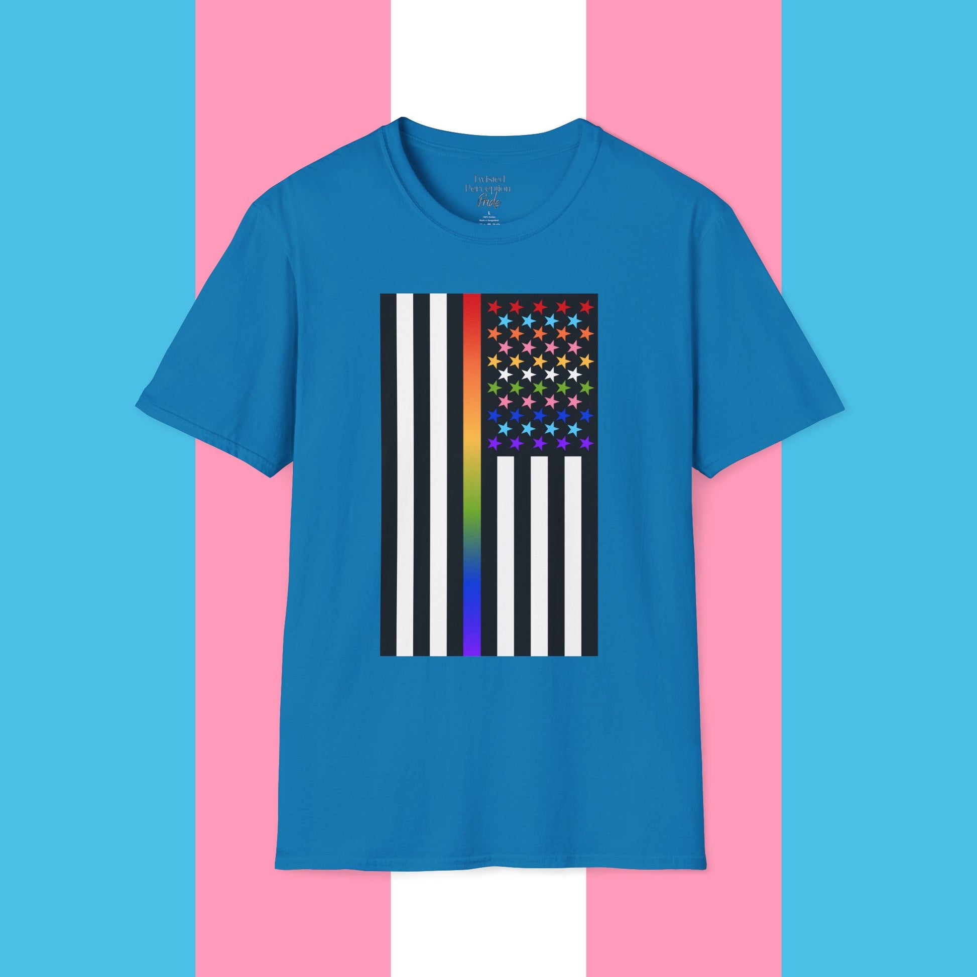 Thin Queer Line Pride Flag Unisex Softstyle T-shirt