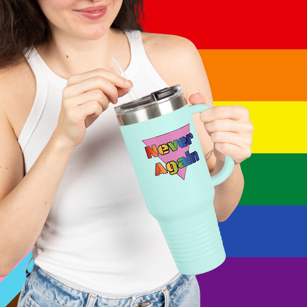 Bold Letters Never Again 40oz Insulated Travel Mug