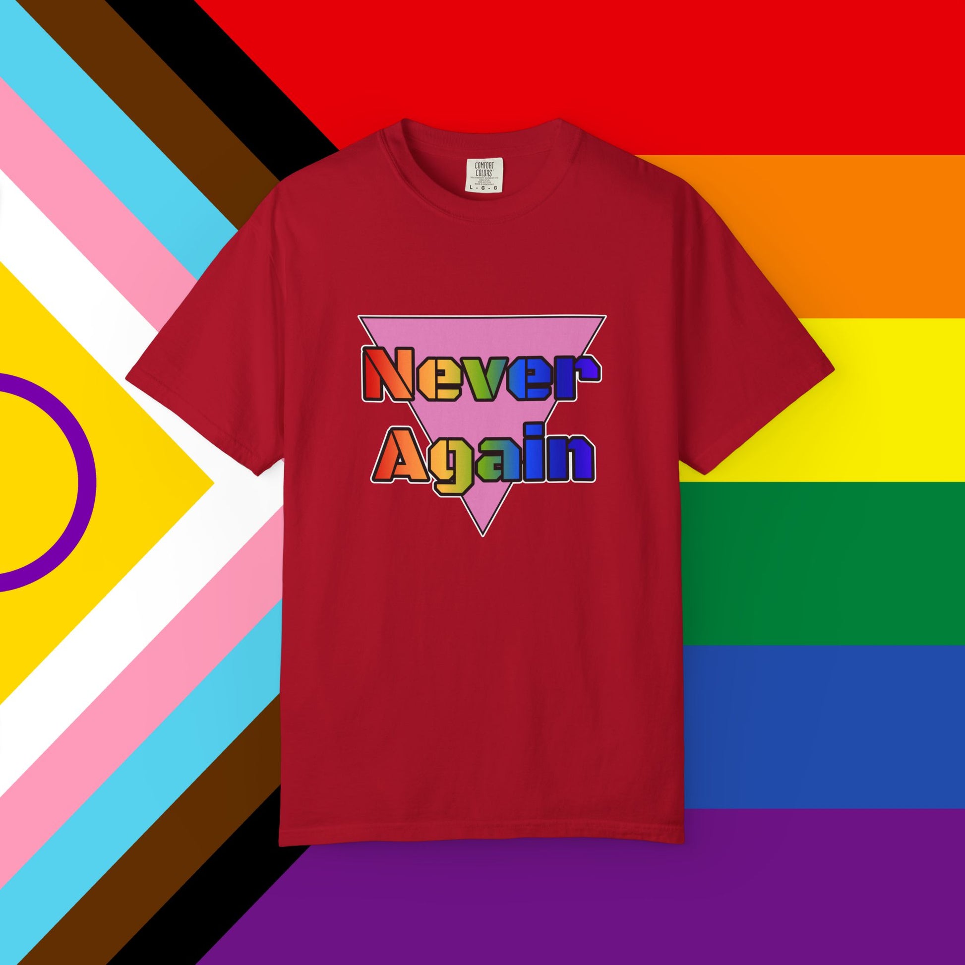 Never Again Bold Letters Garment Dyed Tshirt