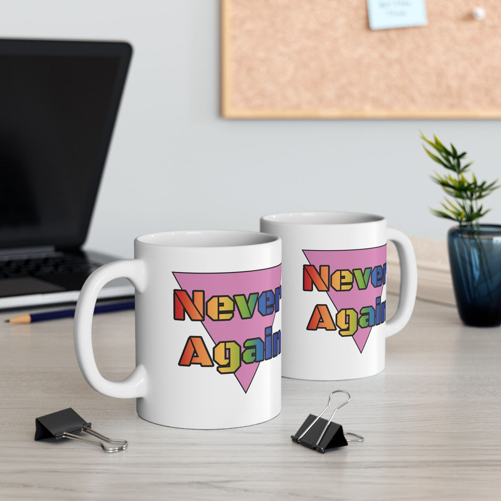 Never Again Bold Rainbow Letters mug - 11oz