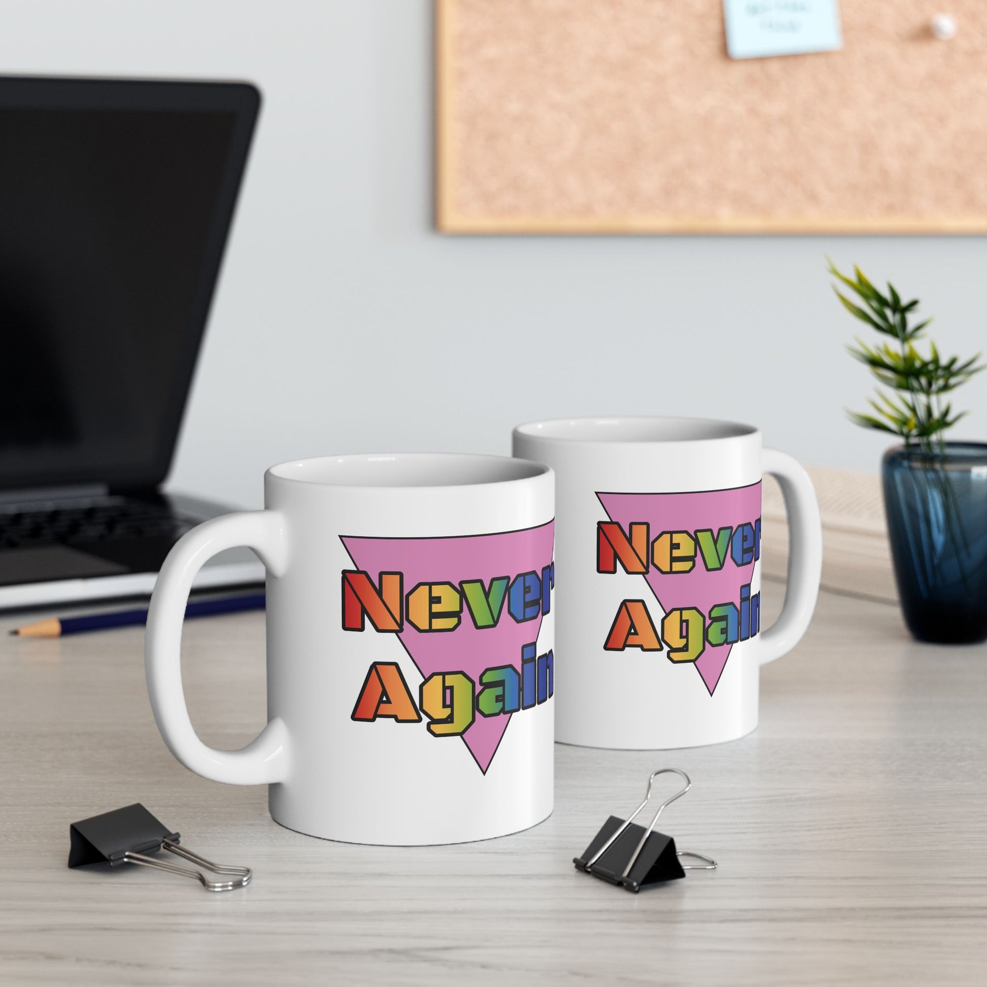 Never Again Bold Rainbow Letters mug - 11oz