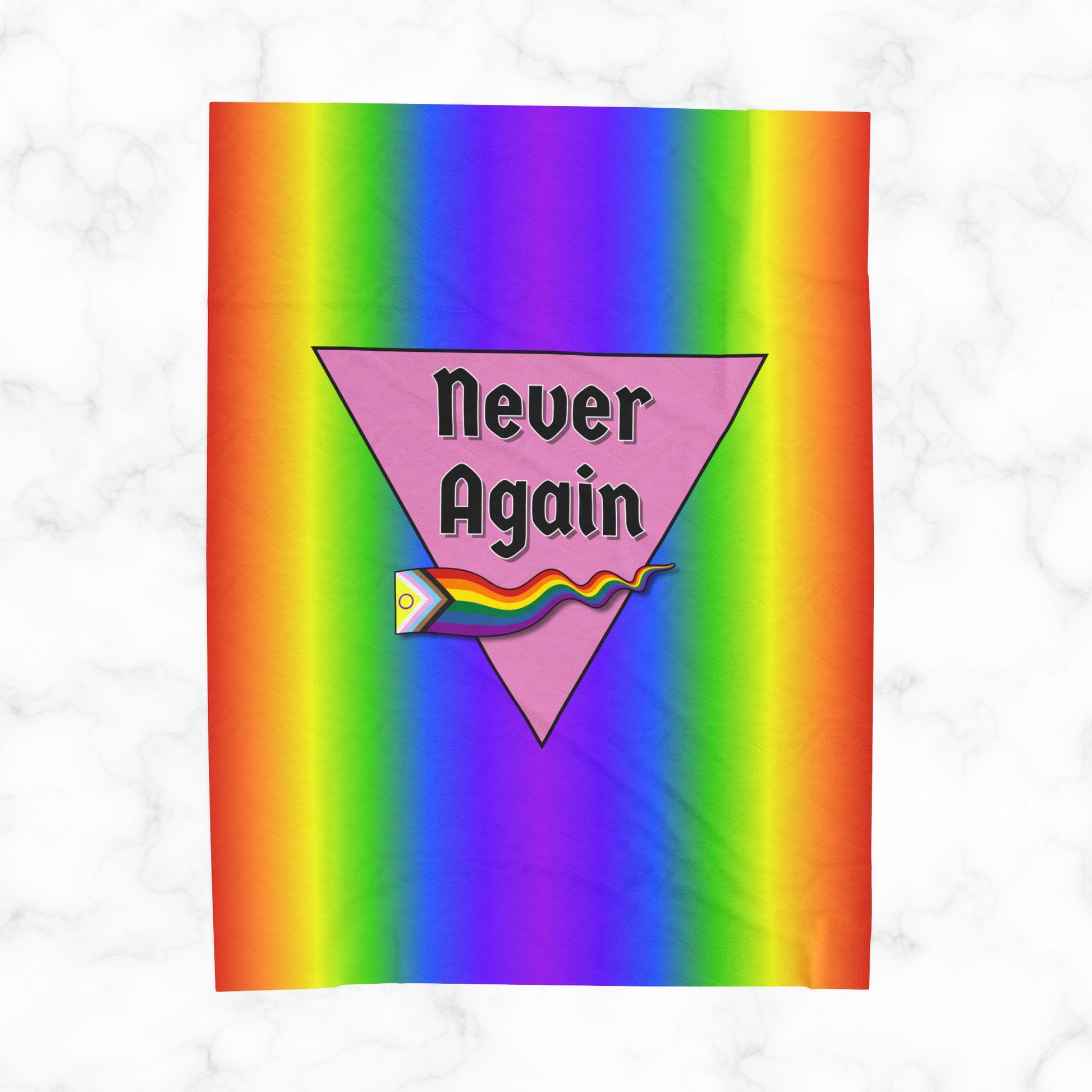 Never Again Rainbow Gradient Velveteen Plush Blanket