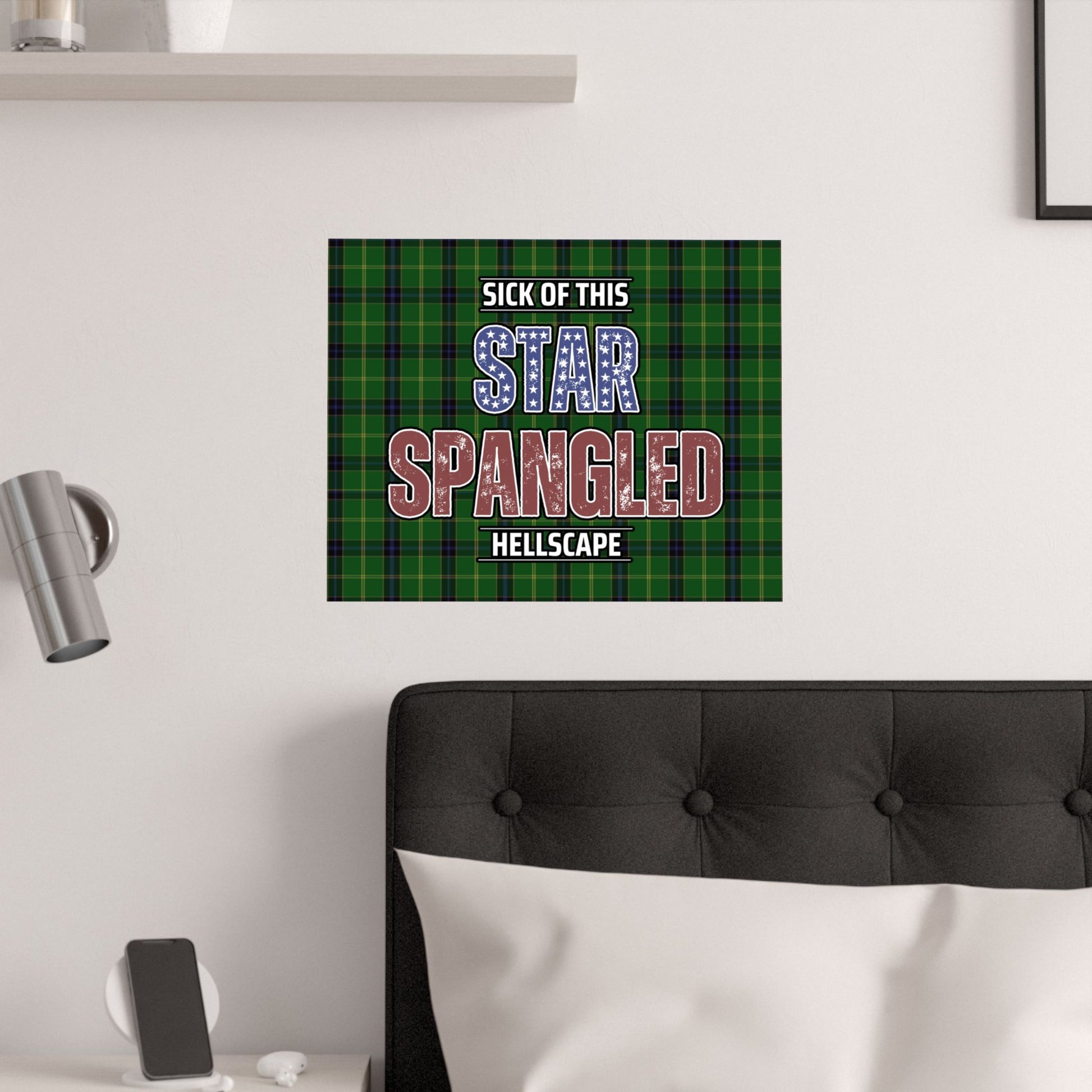 Star Spangled Hellscape Tartan Satin Poster