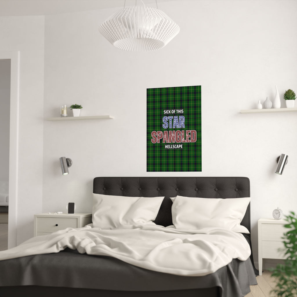 Star Spangled Hellscape Tartan Satin Poster