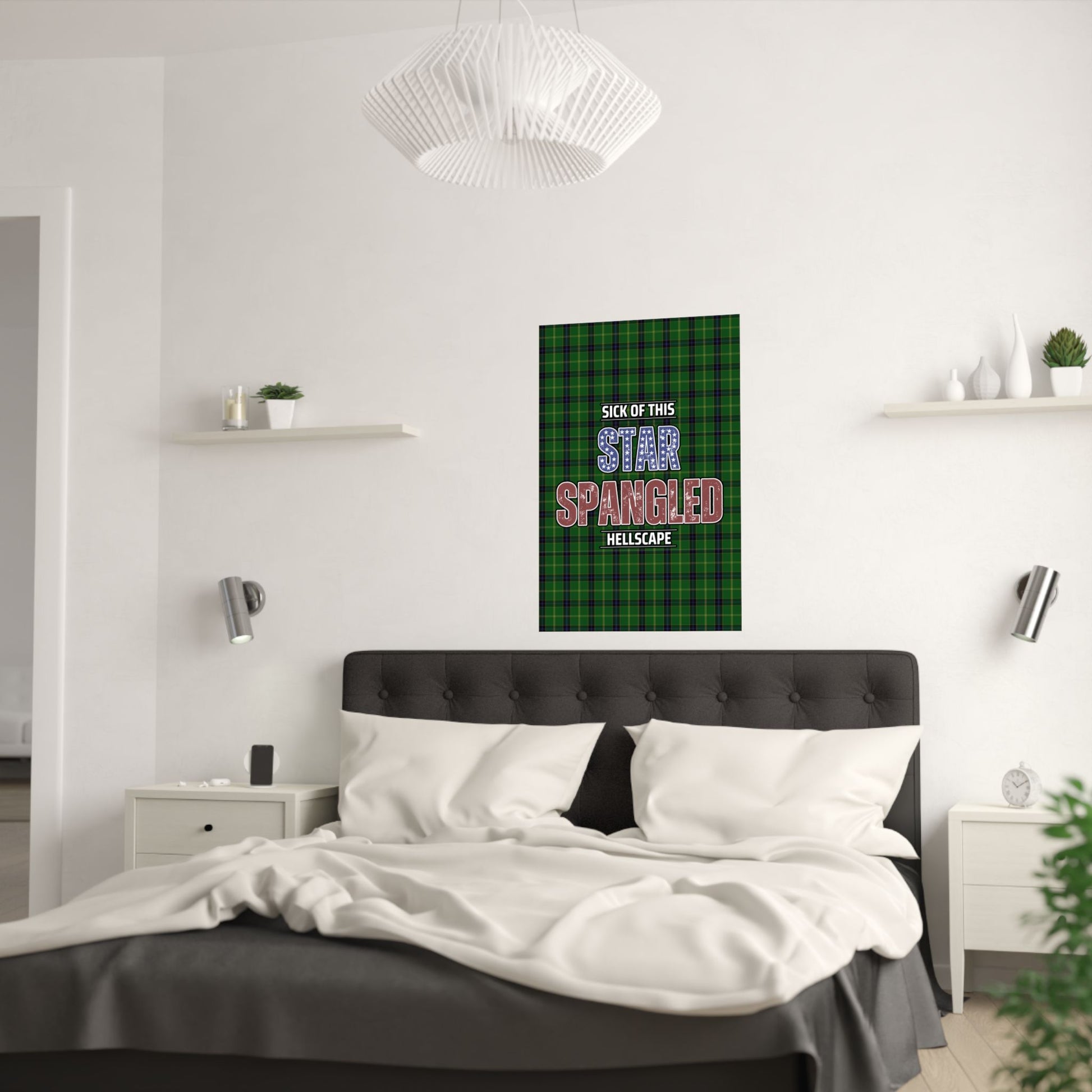 Star Spangled Hellscape Tartan Satin Poster