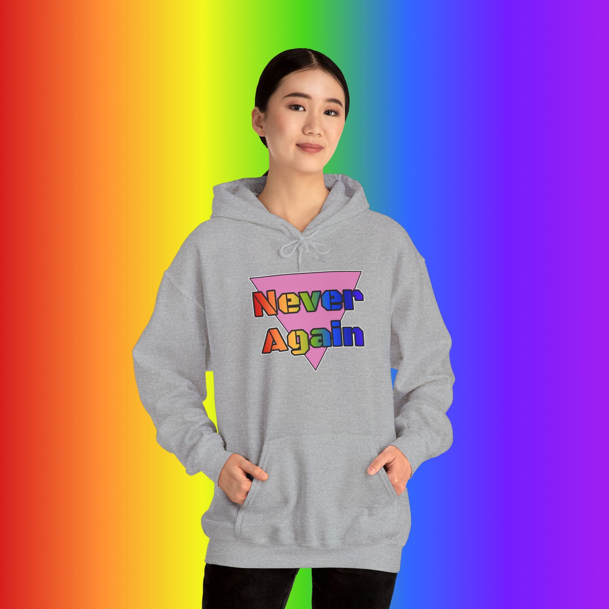 Never Again Bold Letters Heavy Blend Hoodie