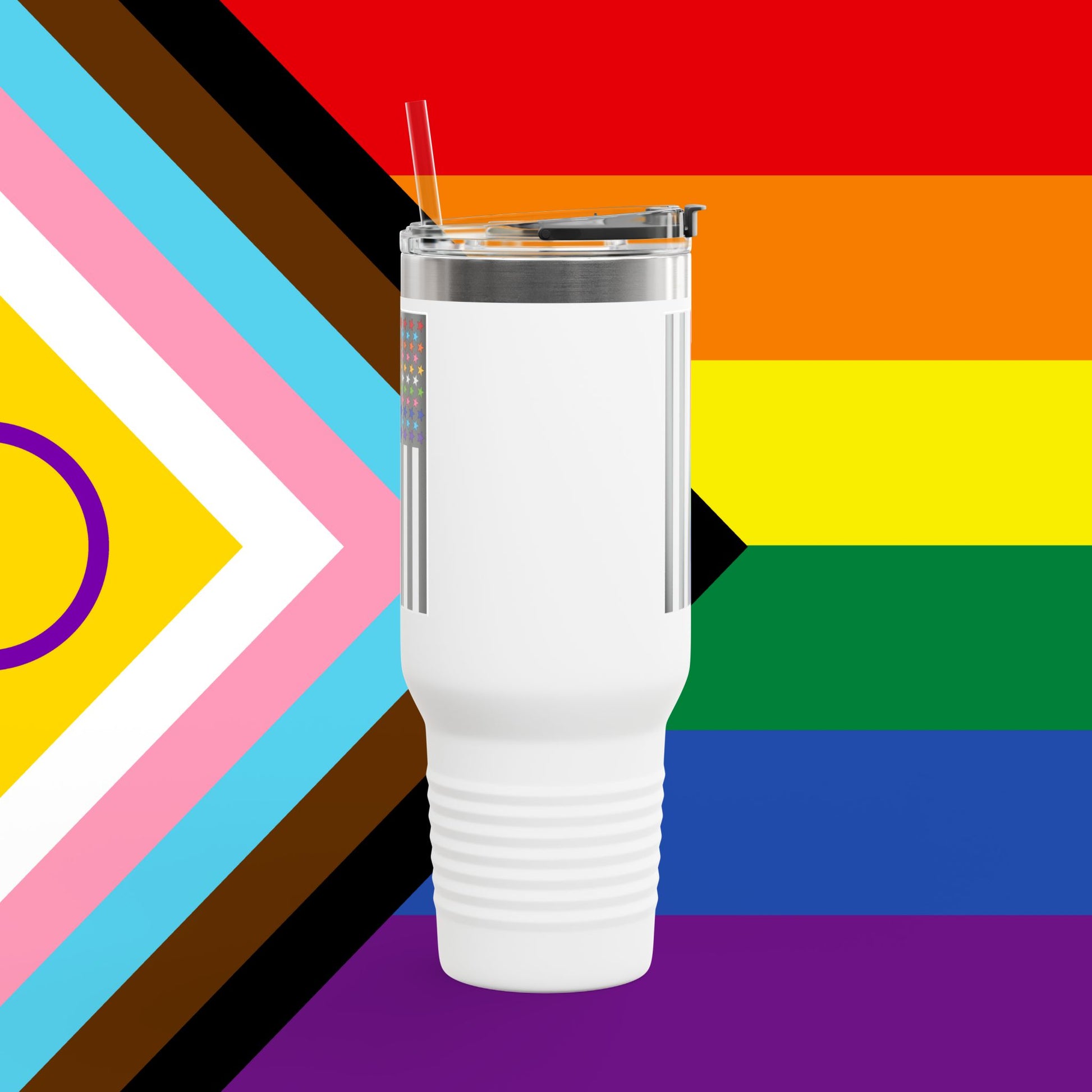 Thin Queer Line Pride Flag Insulated Travel Mug - 40oz
