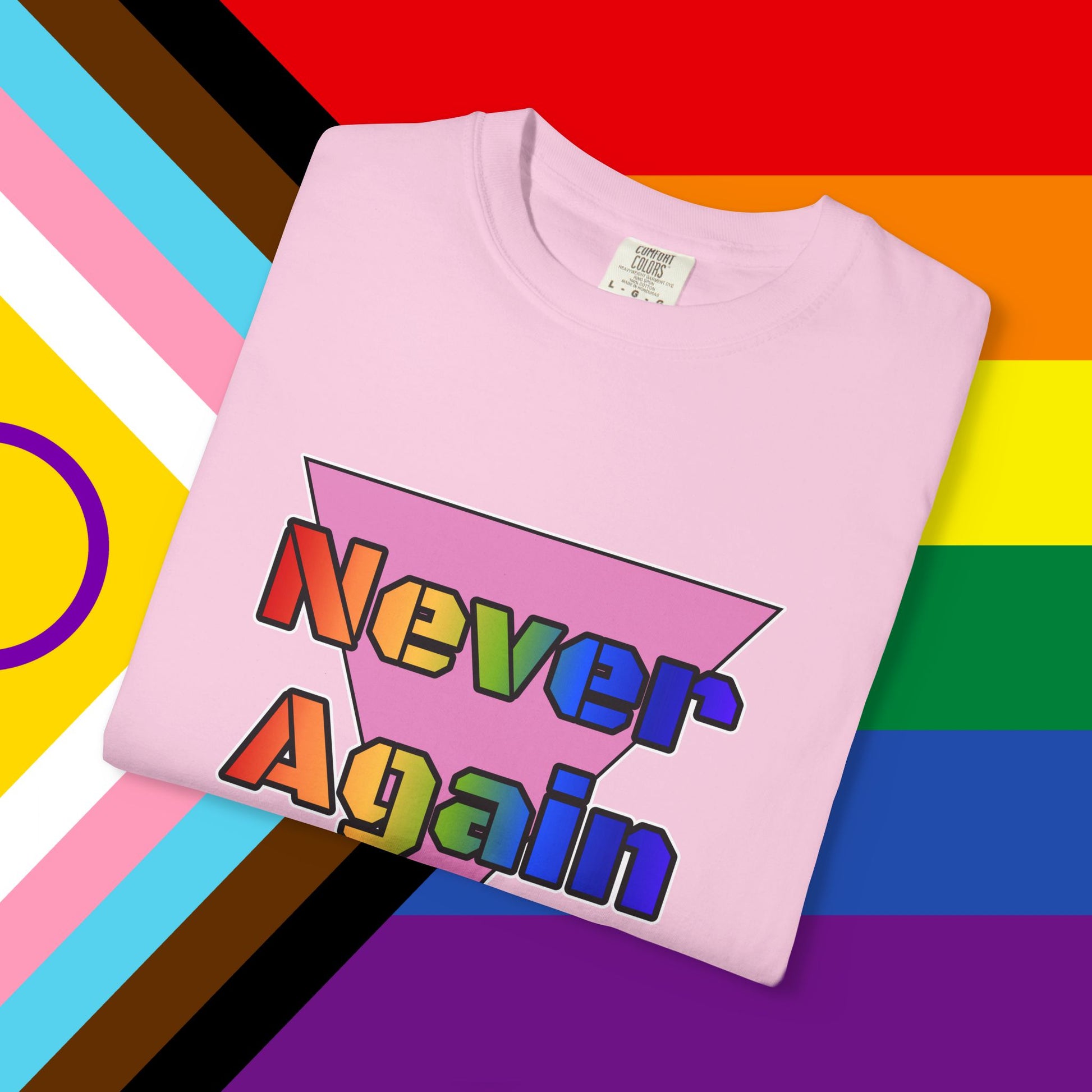 Never Again Bold Letters Garment Dyed Tshirt