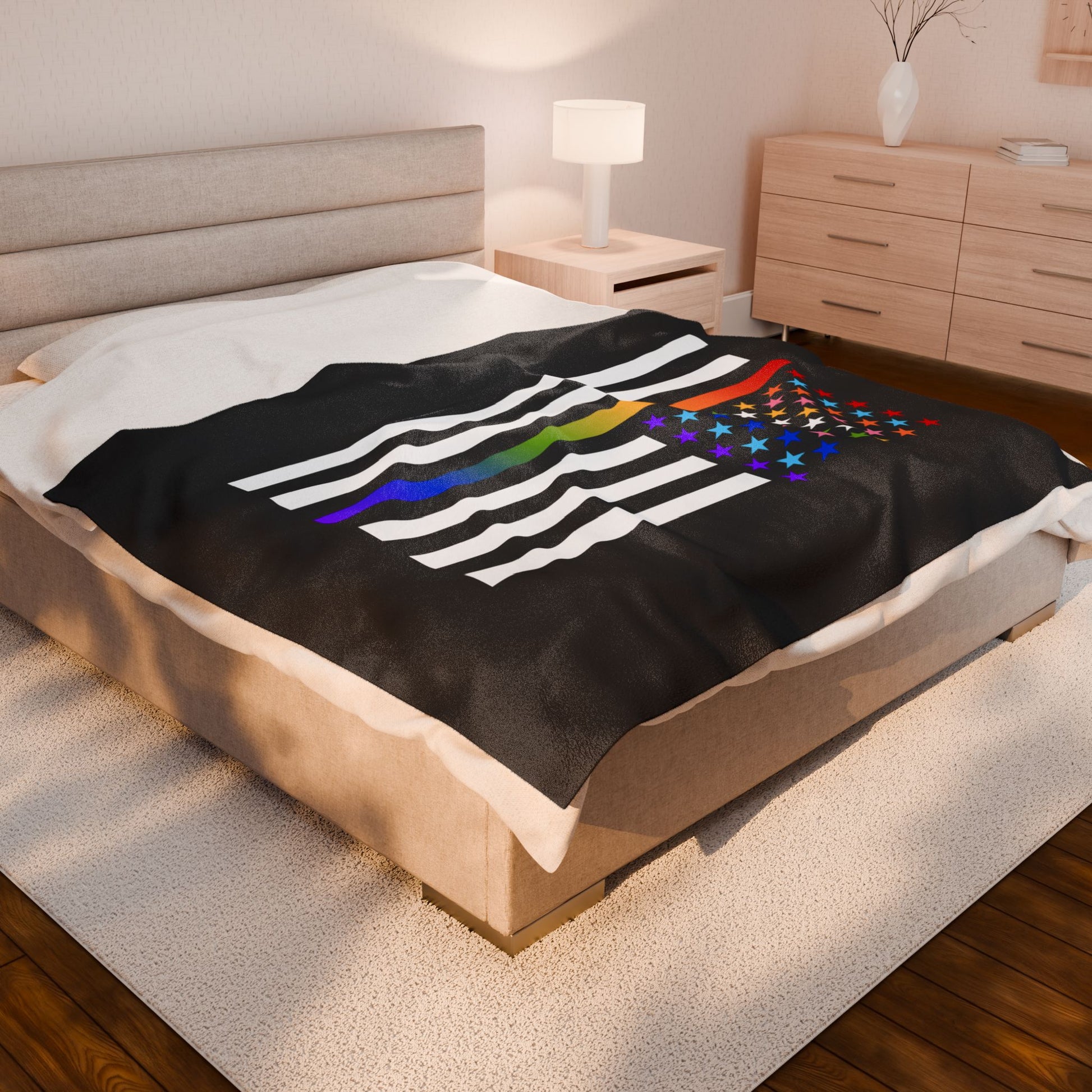 Thin Queer Line American Flag Plush Blanket