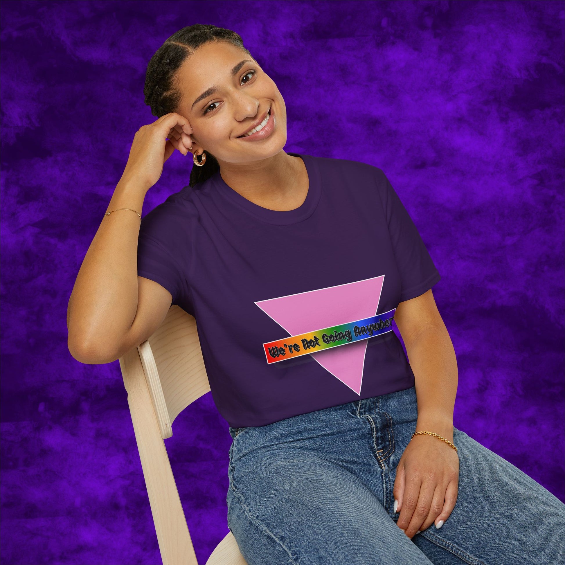 We're Not Going Anywhere Gender Neutral Softstyle Tshirt
