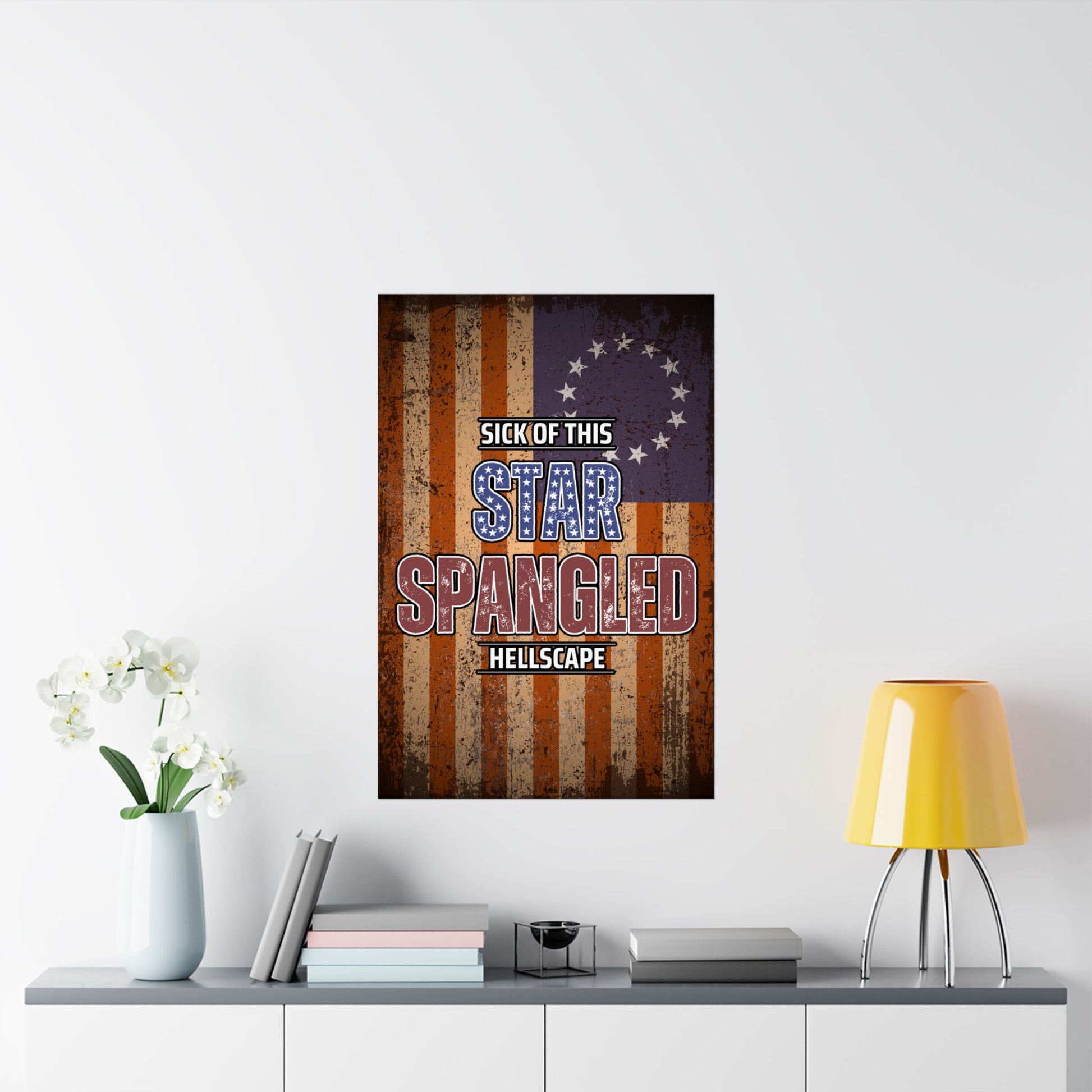 Star Spangled Hellscape 1776 American Flag Poster