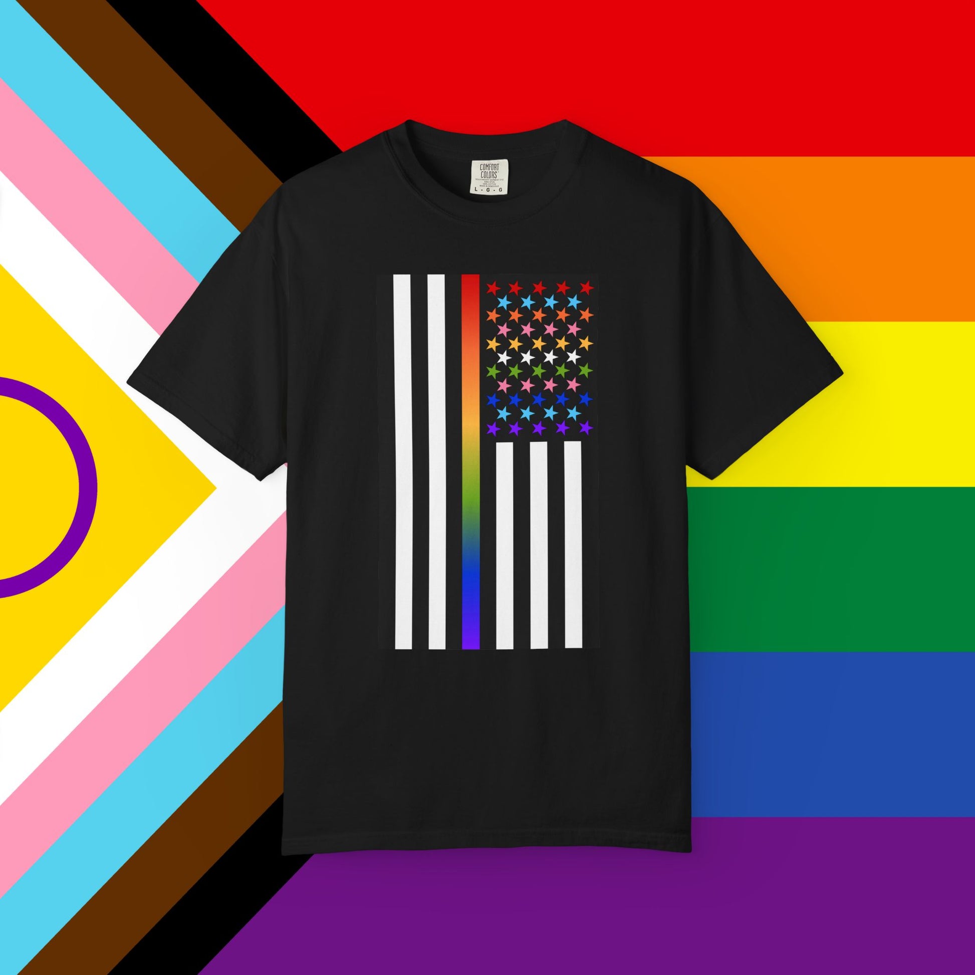 Thin Queer Line American Flag Garment-Dyed Tshirt