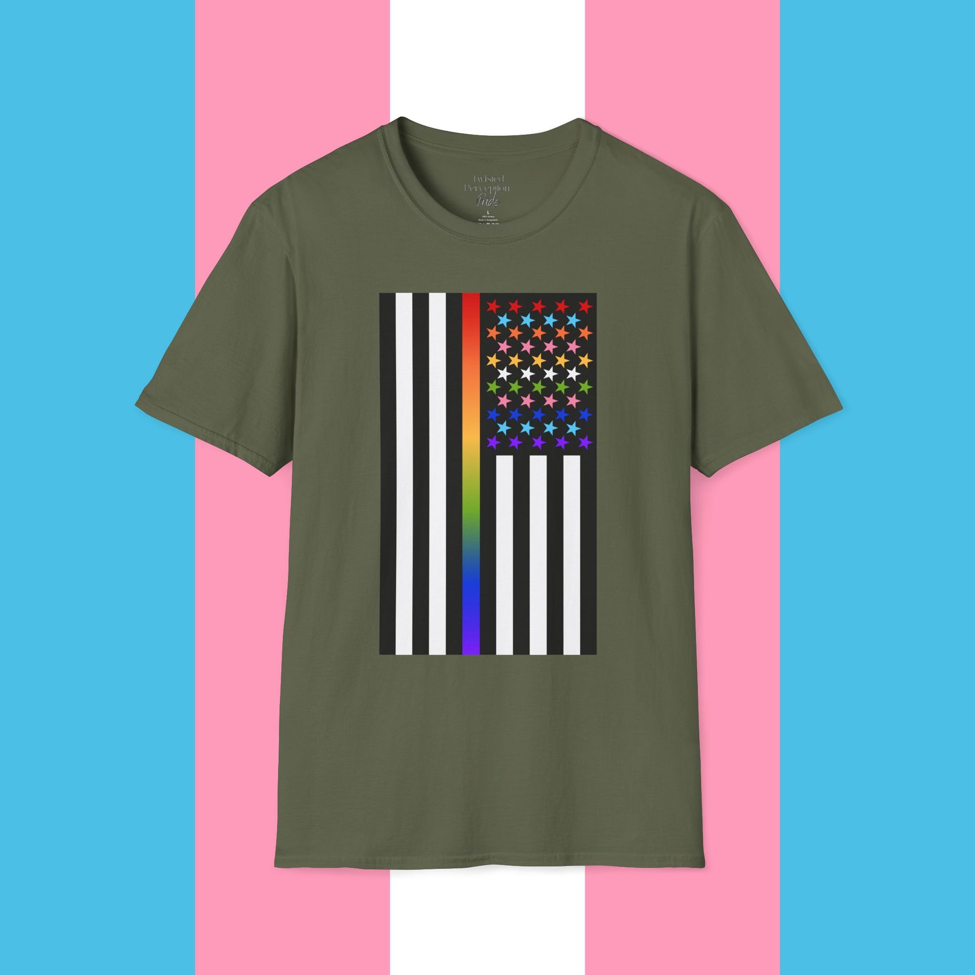 Thin Queer Line Pride Flag Unisex Softstyle T-shirt