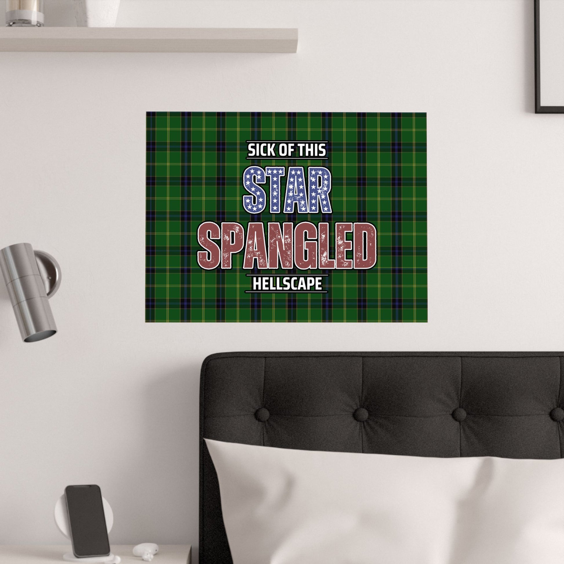 Star Spangled Hellscape Tartan Satin Poster